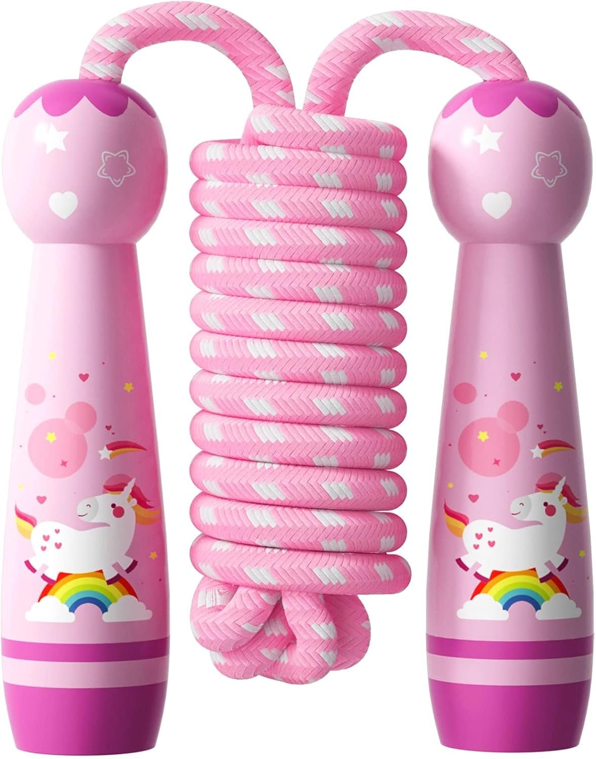 Jump Rope for Kids-Adjustable Cotton Braided Skipping Rope with Wooden Handle for Toddler Fitness Workout Exercise Outdoor Activity - Image 2