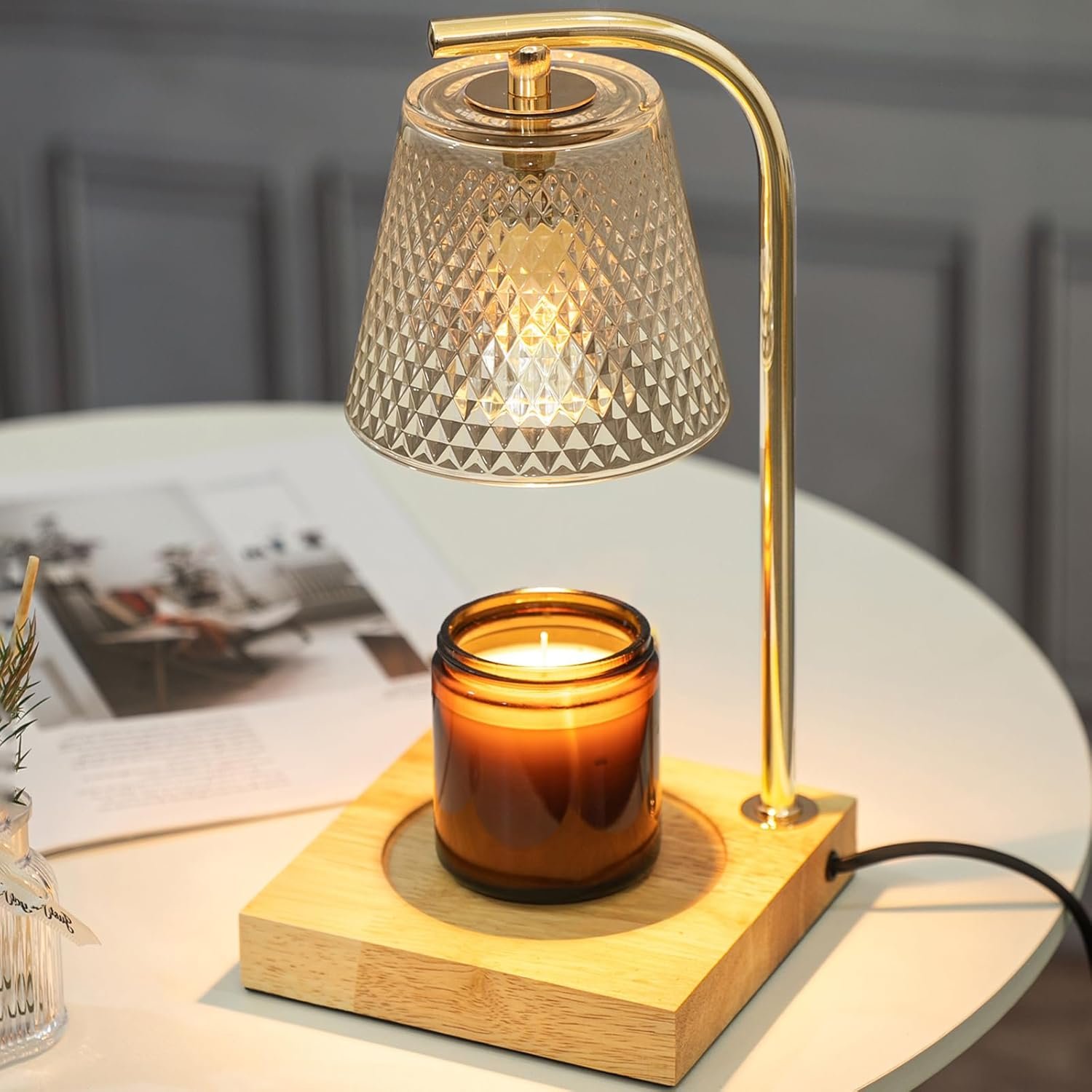 Mocalido Candle Warmer Lamp with Timer, Dimmable Electric Candle Warmers, Christmas Birthday Gifts for Women Mom, Candle Top Melting, Glass Candle Heater Lamp for Scented Jar Candle, Clear - Image 2