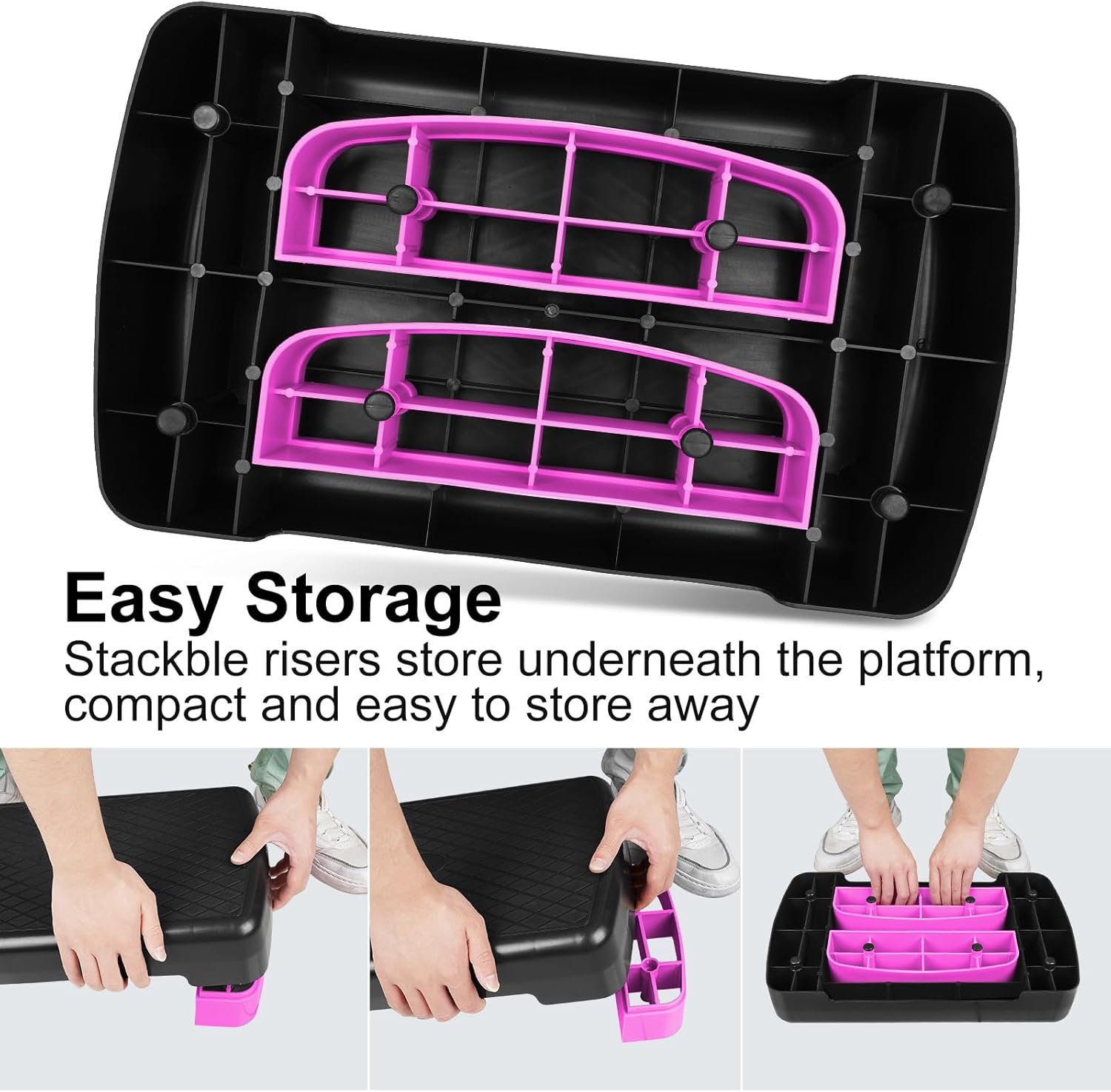 Height-Adjustable 4''-6'' Step Aerobics Platform Fitness Equipment Stepper Trainer Exercise Step Platform with 2 Riser - Image 5