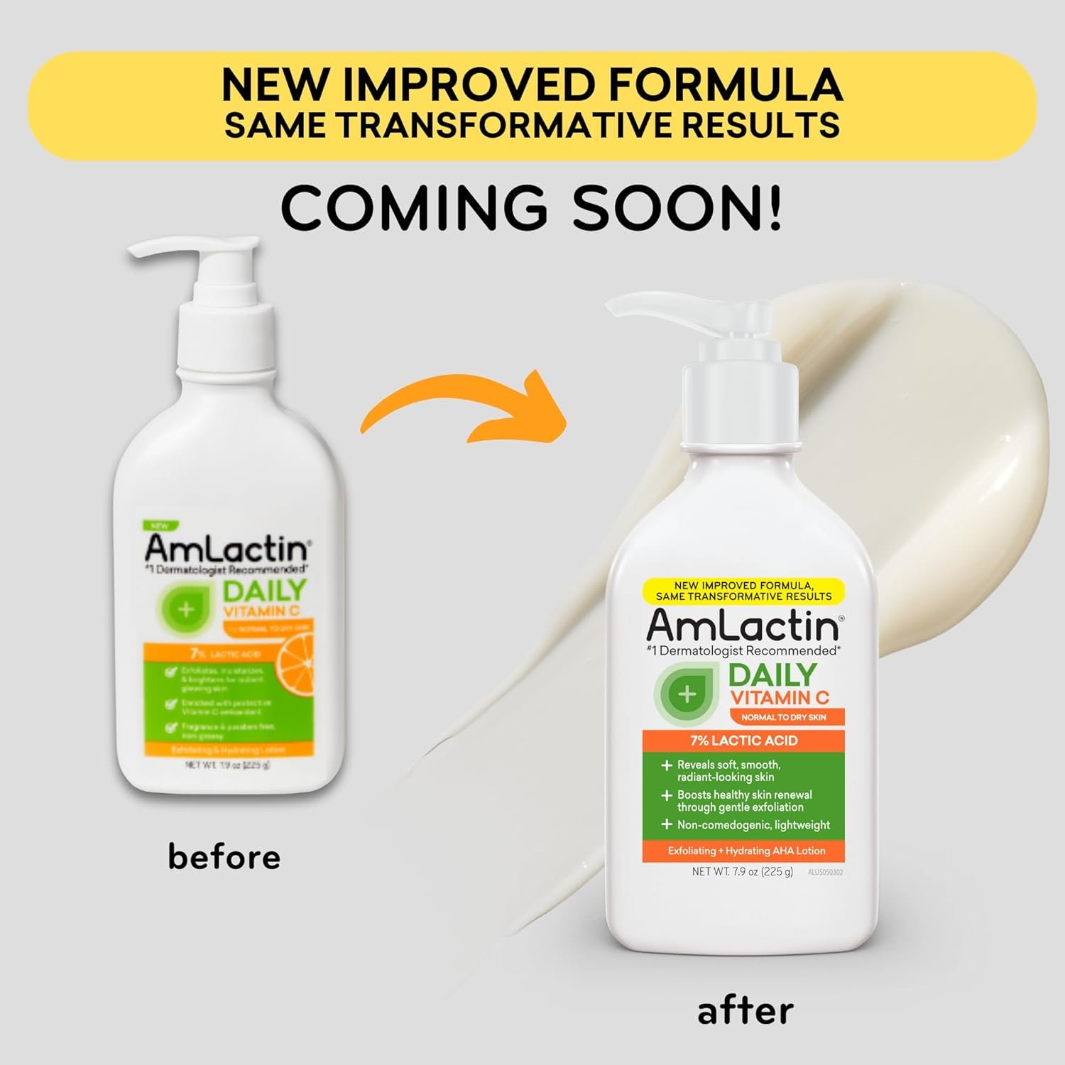 AmLactin Daily Vitamin C Lotion - 7.9 oz Body Lotion with 7% Lactic Acid - Skin-Brightening Exfoliator and Moisturizer for Dry Skin - Image 8