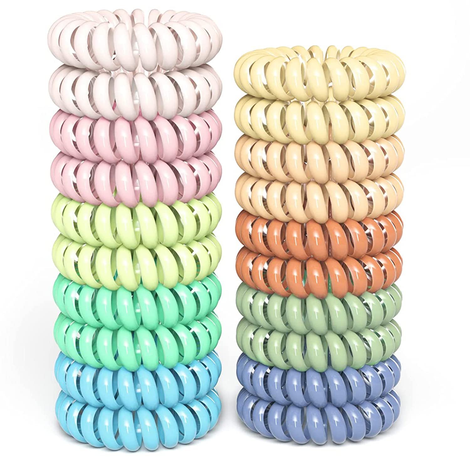 Hair Elastics, 20Pcs No Crease Spiral Hair Ties, Hair Bands Multi Color Waterproof for Women Girls, Hair Accessories - Image 2