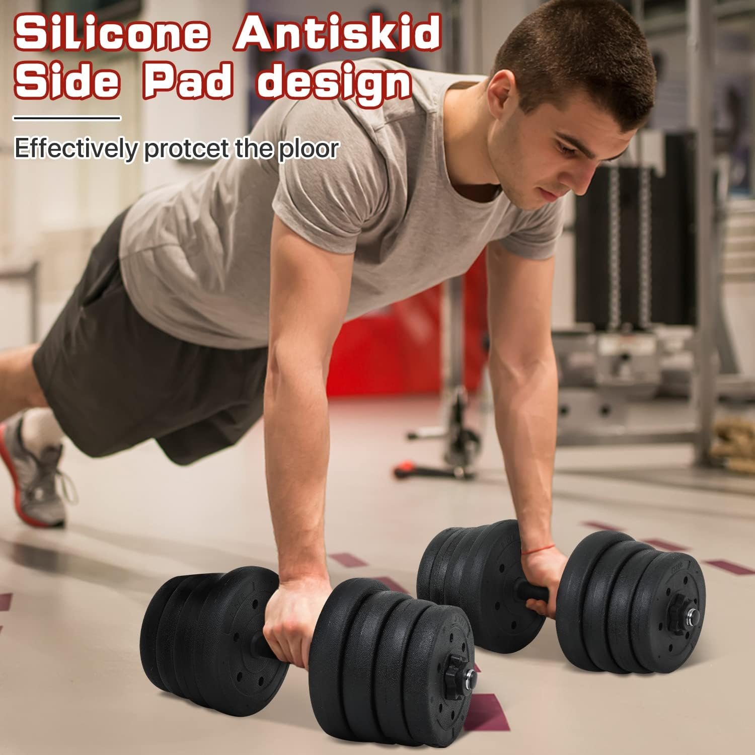 Adjustable Dumbbell Set 2 In 1 Dumbbells Adjustable Weight Barbell Non-Slip Dumbbells Weights Set Home Gym Strength Training Exercise Equipment for Beginners Home Gym Exercise Strength Training Fitness Workout(Pair) - Image 5