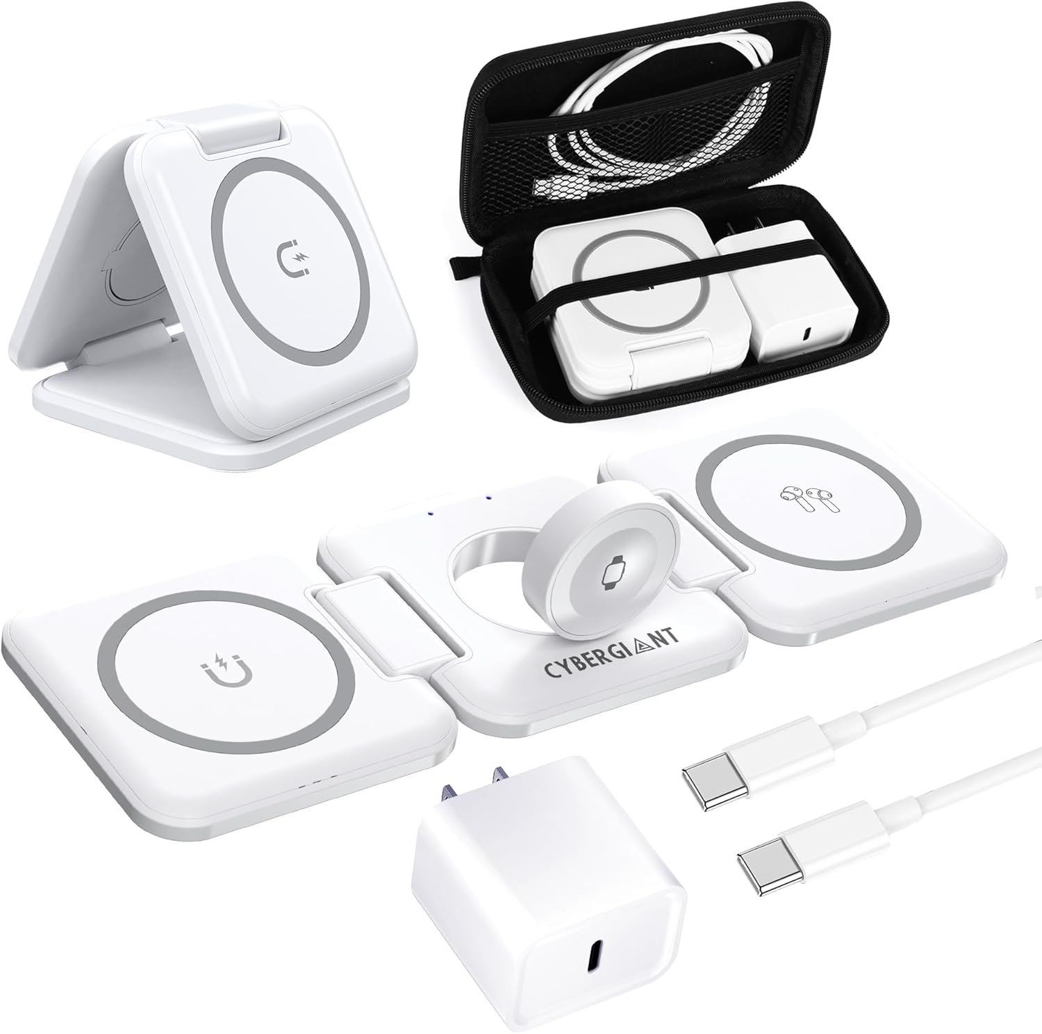 3 in 1 Apple Charging Station for iPhone Airpods Watch iWatch - Travel Charger for Multiple Devices, Portable Foldable iPhone Charging Station - Magnetic iPhone Charger with Adaptor&Case - Image 9