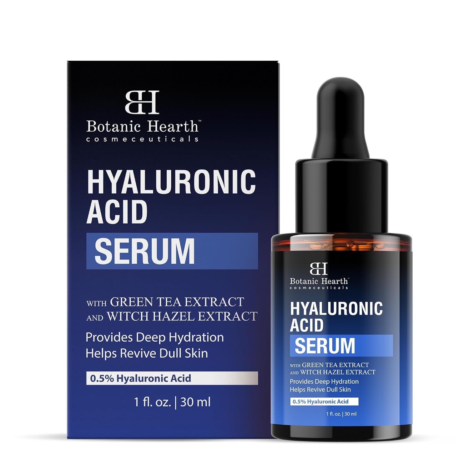 Botanic Hearth 0.5% Hyaluronic Acid Serum for Face with 2% Niacinamide, Witch Hazel & Green Tea Extracts | Hydrating & Moisturizing | Helps Reduce Wrinkles & Fine Lines | All Skin Types | 1fl oz - Image 3