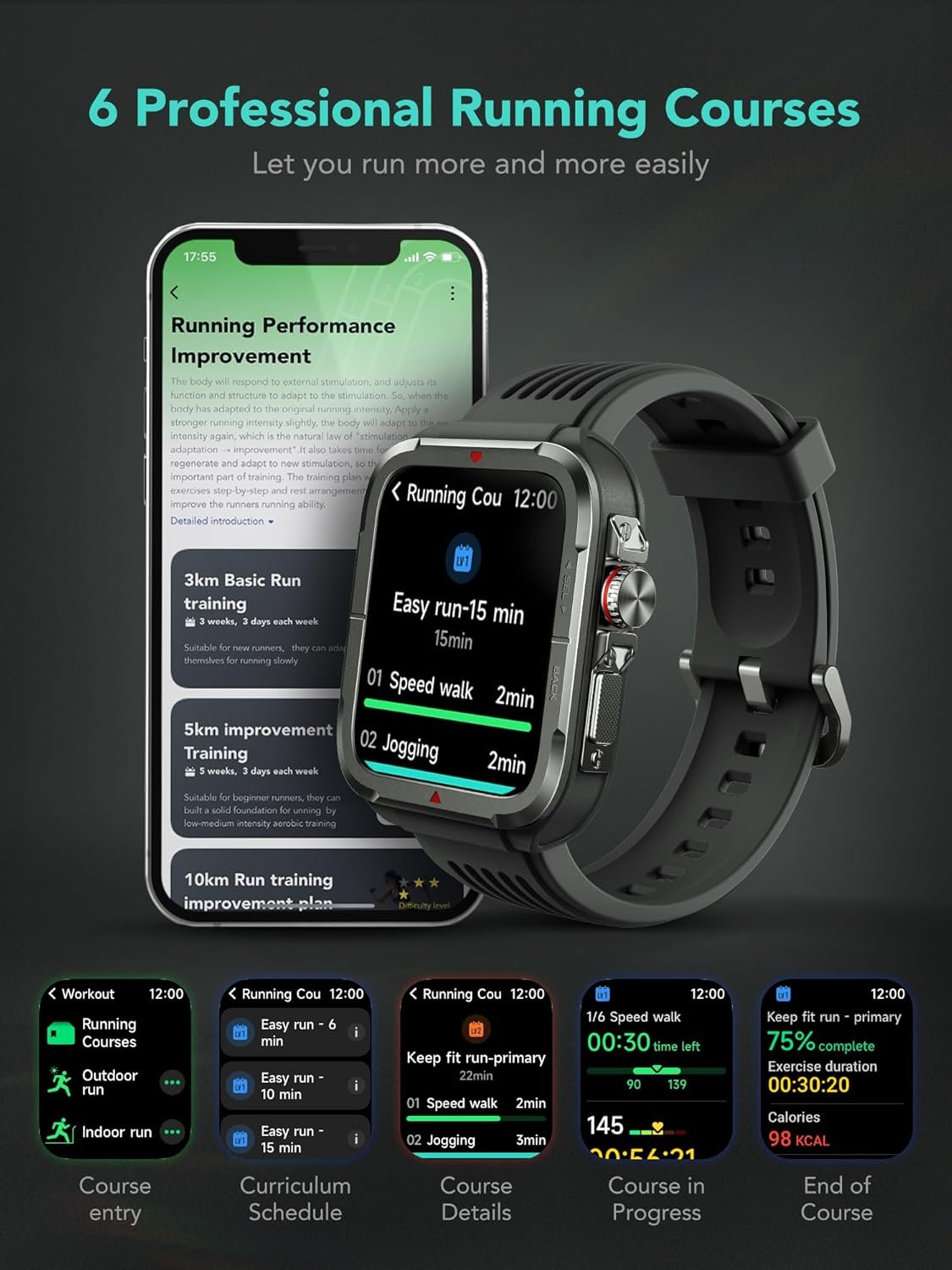 SKG R8 Smart Watch for Men Women (Answer/Make Call), 1.8" Military Smartwatch for Android iPhone with Alexa Built-in, IP68 Waterproof, Fitness Tracker with 100+ Sports Heart Rate/SpO2/Sleep Monitor - Image 6