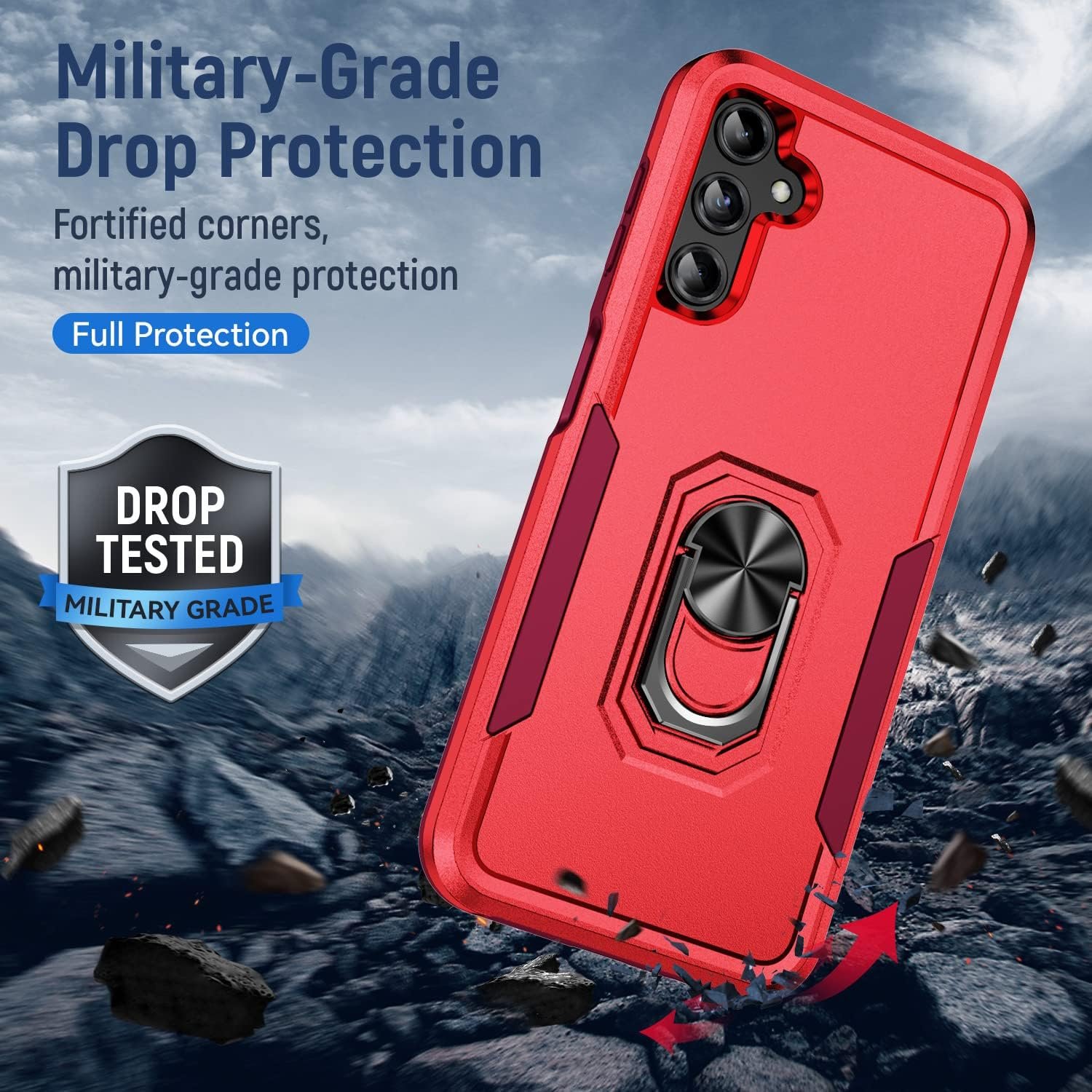 for Samsung Galaxy A14 5G Case with Kickstand Ring Rugged Protective Military Grade Shockproof Case for Galaxy A14 5G Phone Case (Red) - Image 5