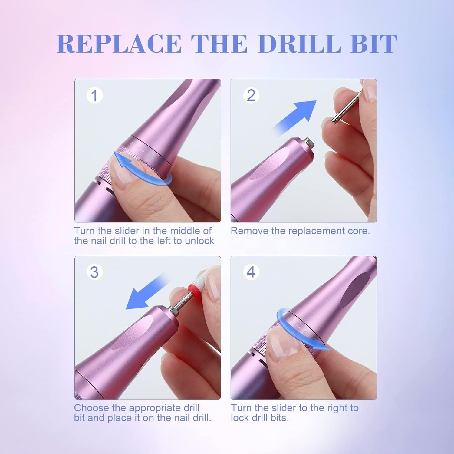 SAVILAND Electric Nail Drill Professional: 40000RPM Powerful Electric Nail File Portable Nail Drill with 12 Drill Bits Rechargeable Efile for Acrylic Gel Nails Removing Manicure Pedicure Salon - Image 9