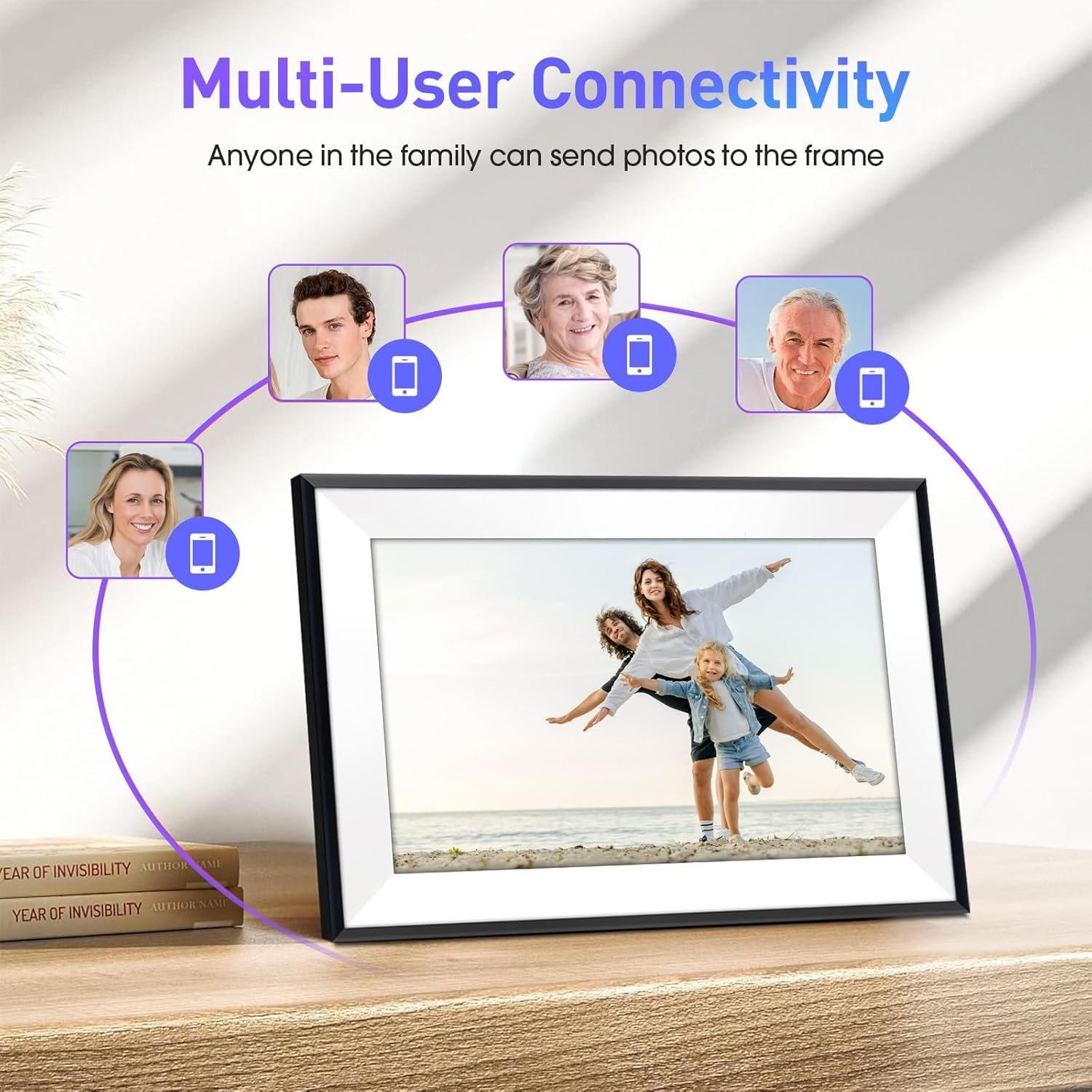 10.1" WiFi Digital Picture Frame, Digital Photo Frame with 1280x800 HD IPS Touch Screen, 32GB Memory,Auto-Rotate, Wall Mounted, Easy Setup,Send Photos/Videos from Phone via Uhale App, White - Image 7