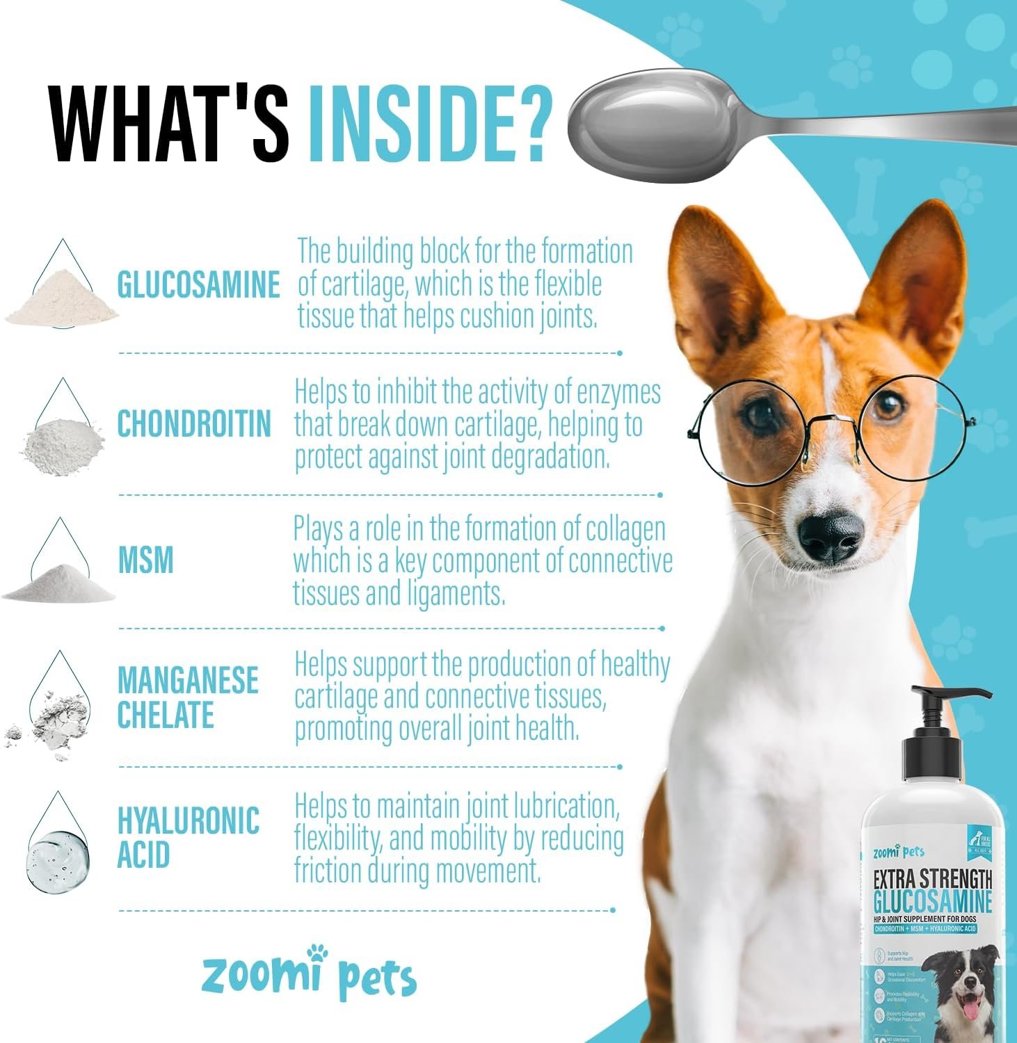 Liquid Glucosamine for Dogs (16oz) - Hip and Joint Supplement with Hyaluronic Acid, MSM, Manganese & Glucosamine Chondroitin for Dogs - Dog Joint Supplement Large Breed, Medium & Small Dogs - Image 4