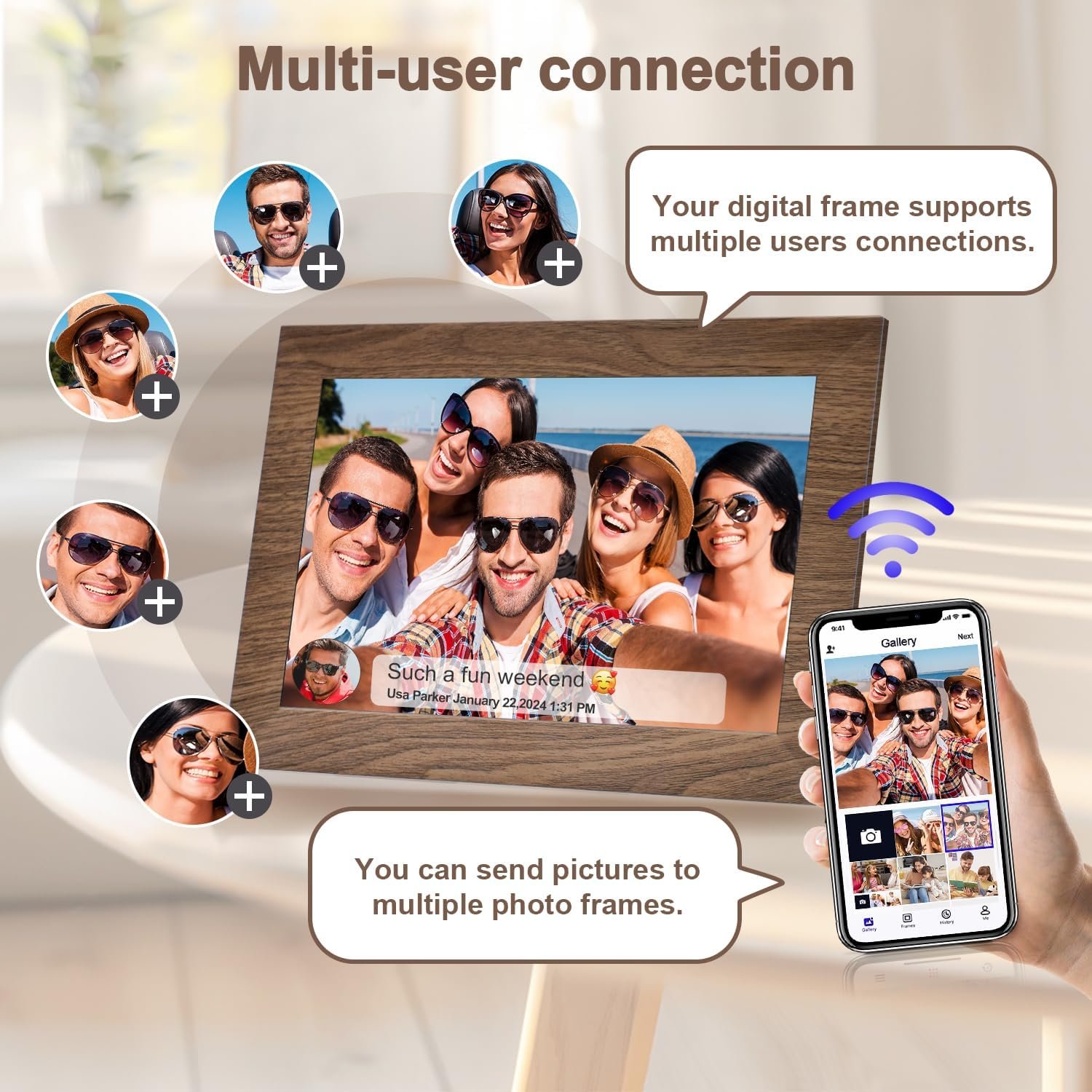 10.1 Inch Smart WiFi Digital Photo Frame 1280x800 IPS LCD Touch Screen, Auto-Rotate Portrait and Landscape, Built in 32GB Memory, Share Moments Instantly via Free App from Anywhere - Image 6