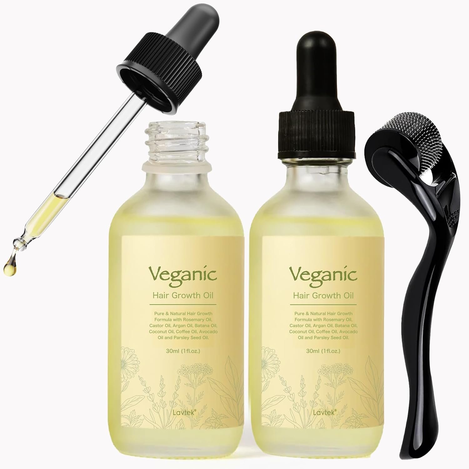 Veganic Natural Hair Growth Oil Kit, Veganic Hair Growth Oil Kit with Rosemary Oil, Castor Oil, Argan Oil, Raw Batana Oil, Veganic Hair Oil for Hair Growth 2pcs. - Image 10
