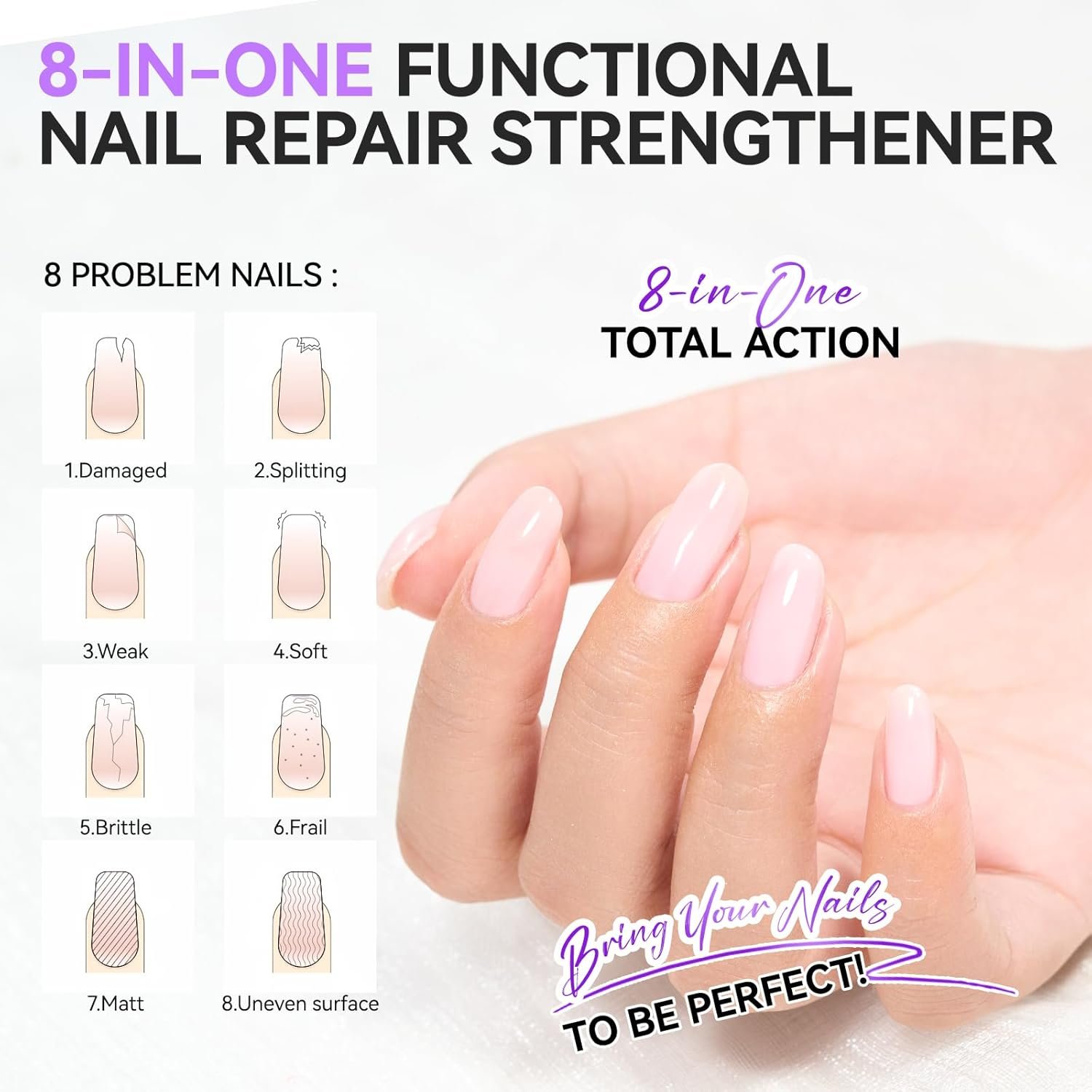 Gelike EC Nail Growth Treatment: Natural Nail Strengthener for Weak and Damaged Nails, Protein Nail Hardener for Home Salon Work, Pink - Image 4