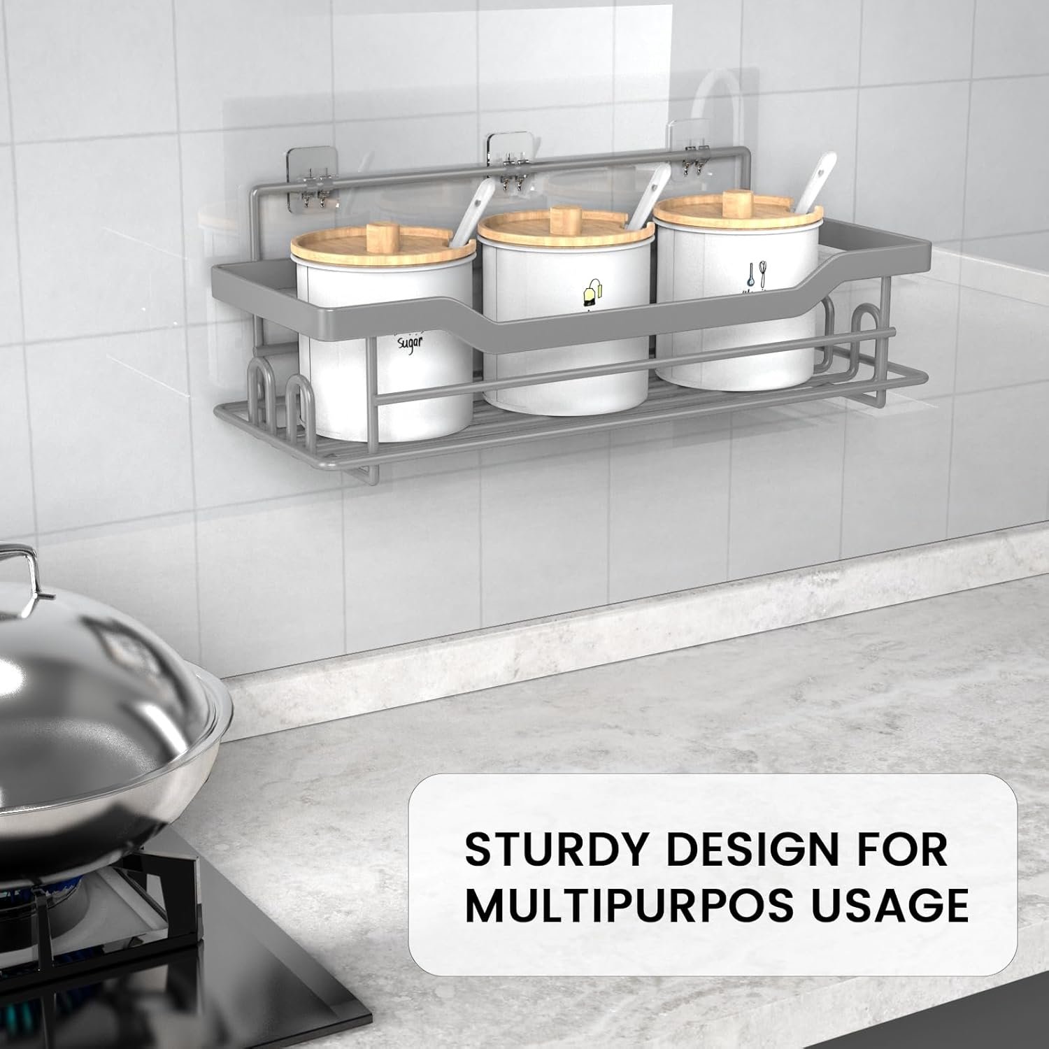 Shower Caddy Shelves Organizer Rack, Single Pack Shower Caddy, Shower Shelves for Inside Shower, No Drilling Wall Mounted Self Adhesive Shower Shelves, Paint Nickel - Image 4