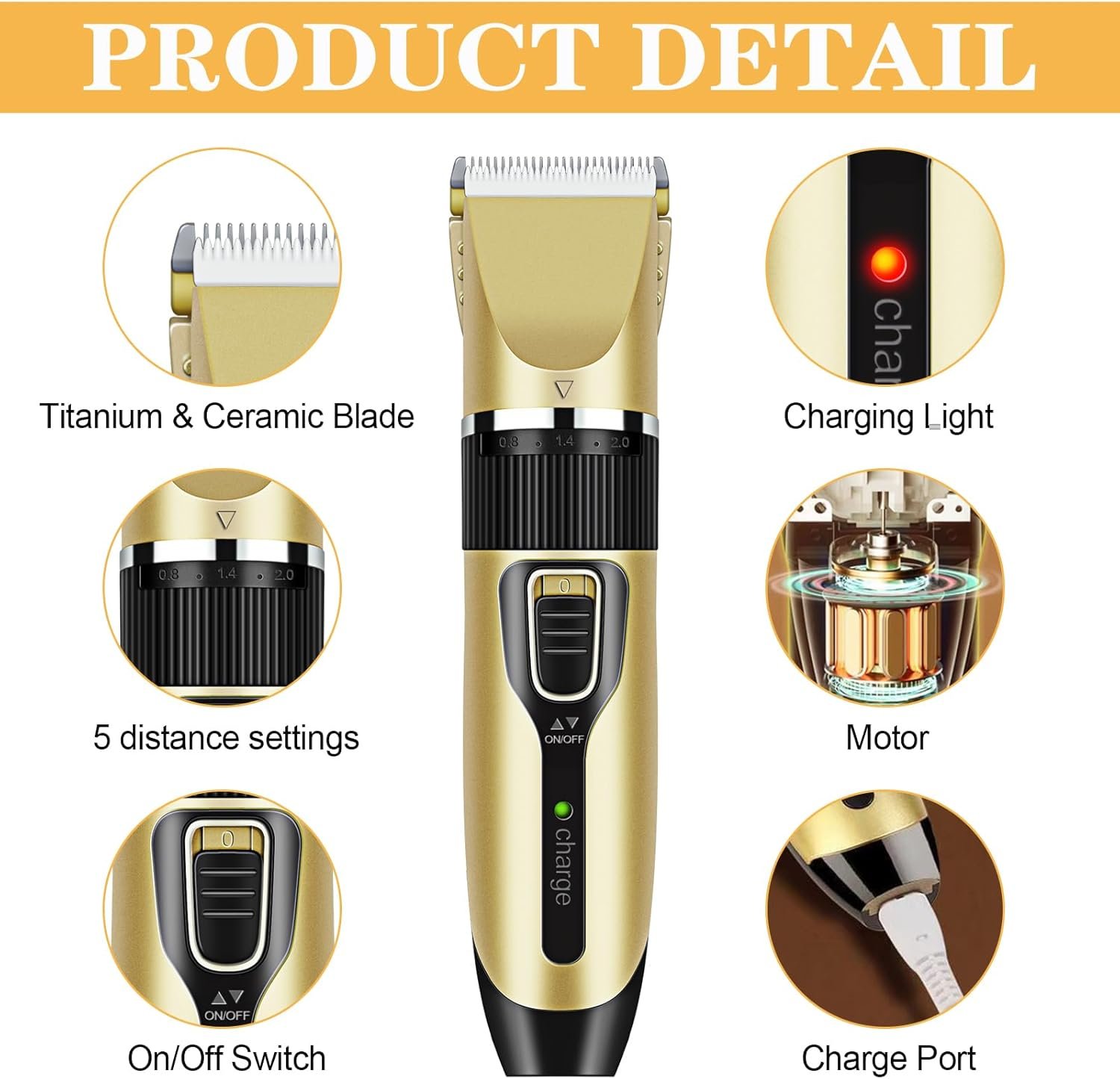 Gufamily Dog Clippers Low Noise Dog Shaver Cordless Cat Trimmer Quiet Dog Grooming Clippers Professional Pet Hair Grooming Kit with Pet Nail Clipper for Dogs Cats - Image 6