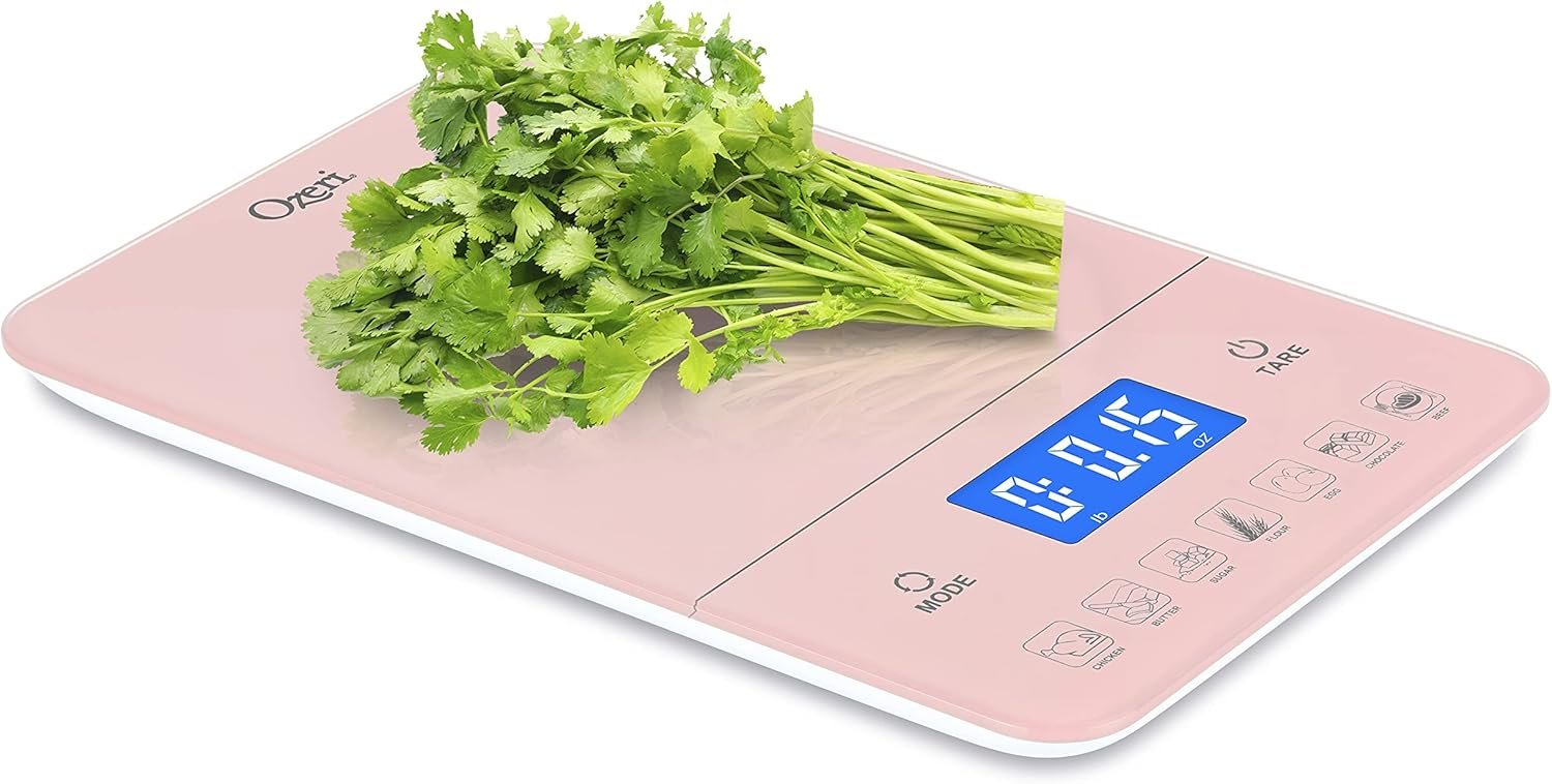 Ozeri Touch III Digital Kitchen Scale with Calorie Counter, 22 lbs (10 kg), Crystal Rose - Image 5