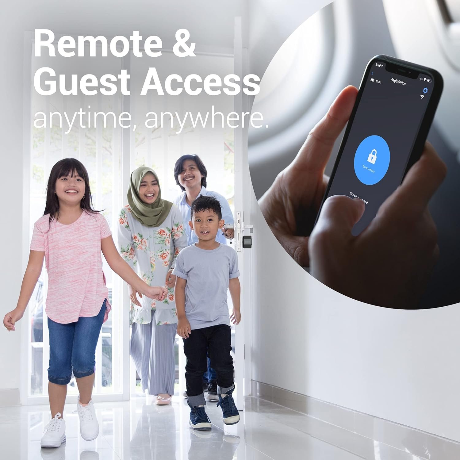 Bosma Aegis Smart Door Lock w/WiFi Gateway, Auto-Unlock & Auto-Lock, Remote Control, APP-Less Guest Access, Break-in Detection, Works with Alexa & Google, Fits Your Existing Single-Cylinder Deadbolt - Image 7