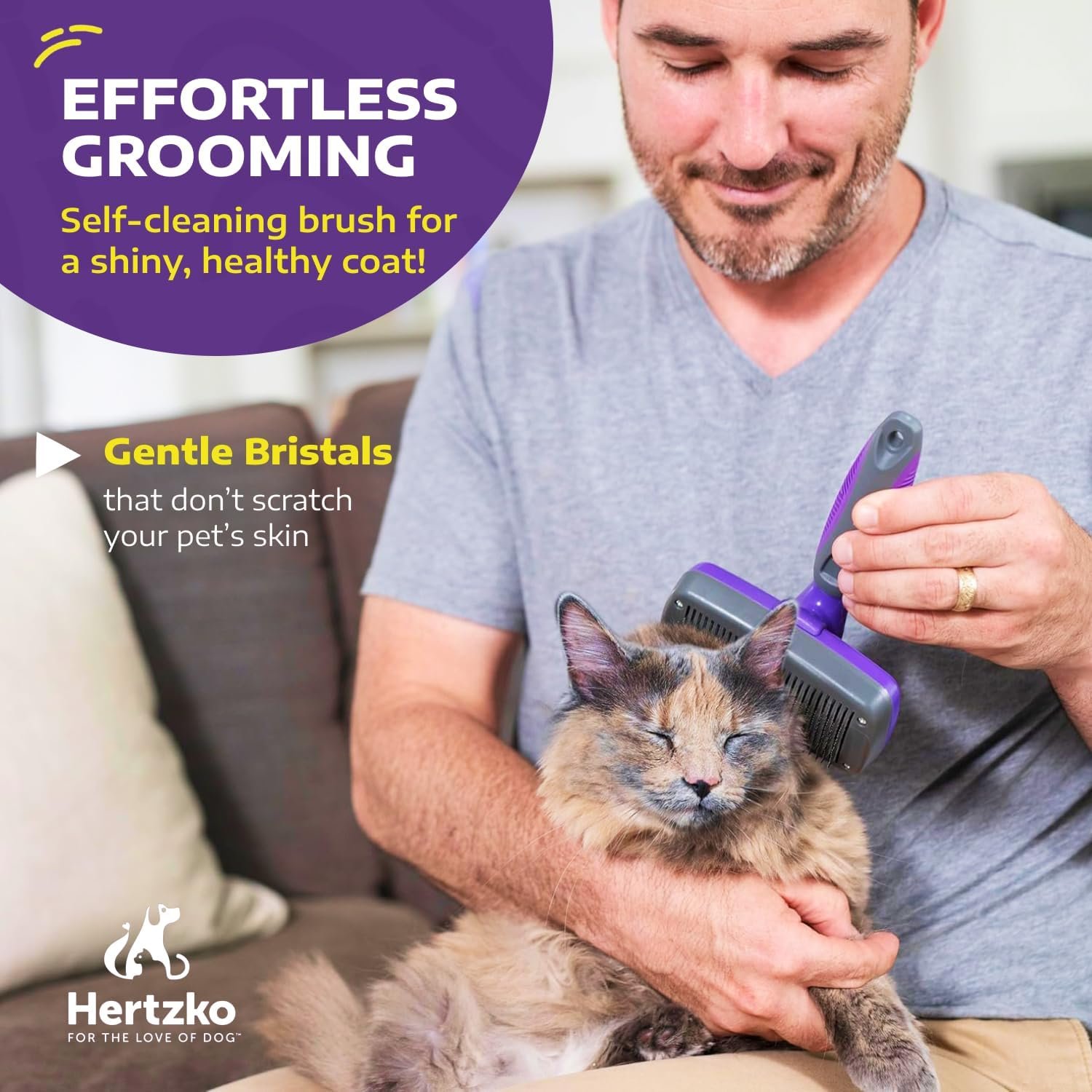 Hertzko Self-Cleaning Slicker Brush for Deshedding Long and Short-Haired Pets - Small Size Grooming Rake and Comb for Dogs and Cats - Image 7