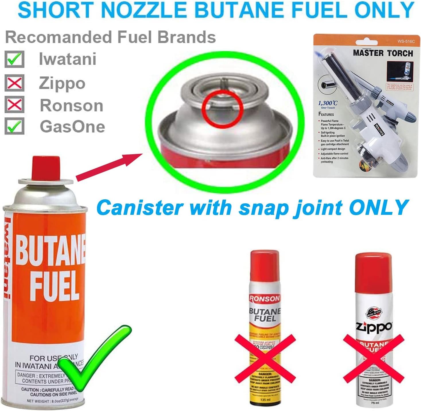 Blow Torch Kitchen Butane Lighter - Culinary Torch Chef Cooking Torch Professional Adjustable Flame with 360 Degree Inverted for Creme, Brulee, BBQ, Baking, Jewelry by TENGYES (Butane Not Included) - Image 3