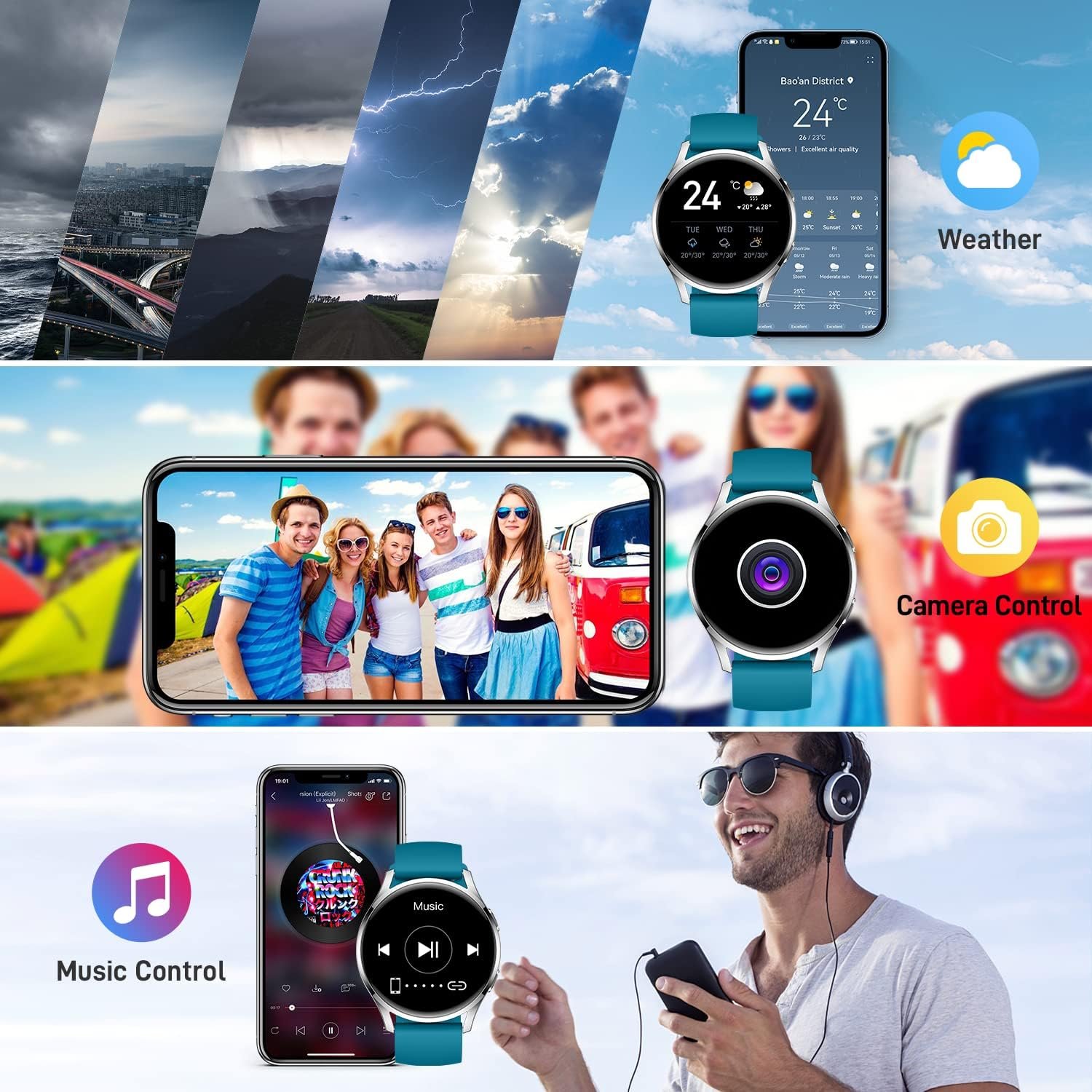 Smart Watch for Men Women Fitness: (Make/Answer Call) Bluetooth Smartwatch for Android Phone iPhone Compatible Waterproof Sport Running Digital Watches Blood Pressure Heart Rate Monitor Sleep Tracker - Image 7
