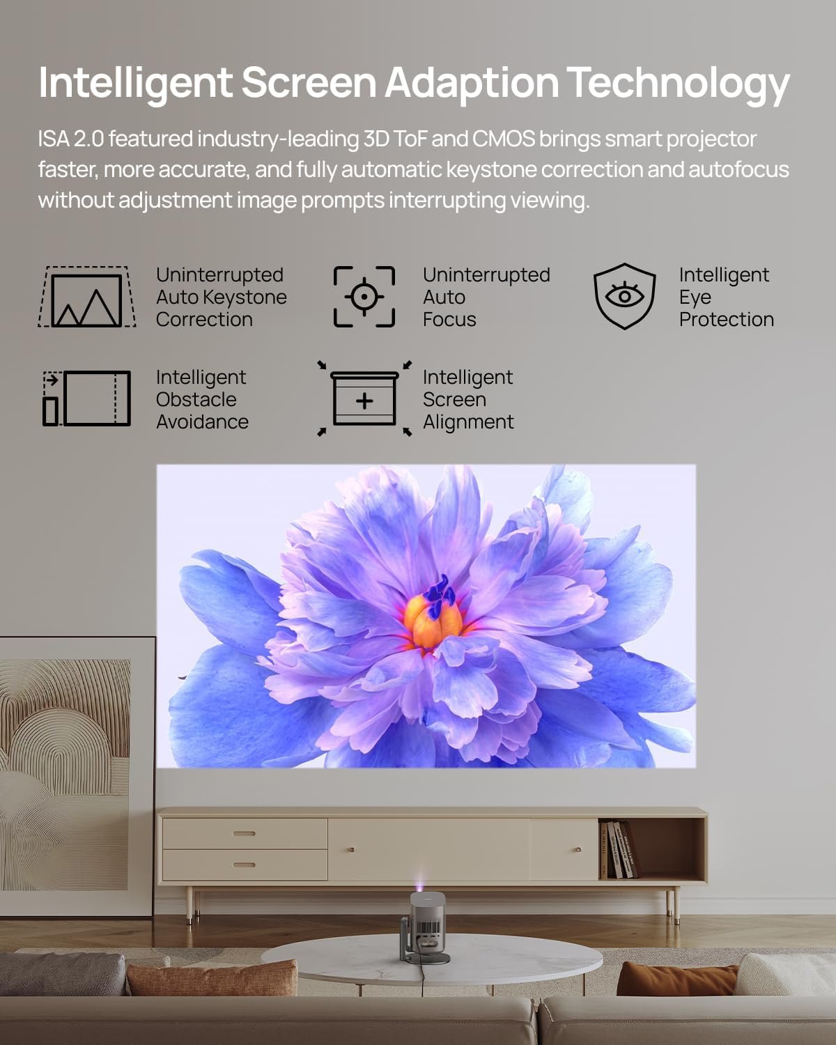 XGIMI MoGo 2 Pro 1080P Portable Projector with Multi-angle Stand, Wifi and Bluetooth, Android TV 11.0, 400 ISO Lumens, ISA 2.0, Supports 4K, Auto Focus, Object Avoidance, and Screen Adaption - Image 6