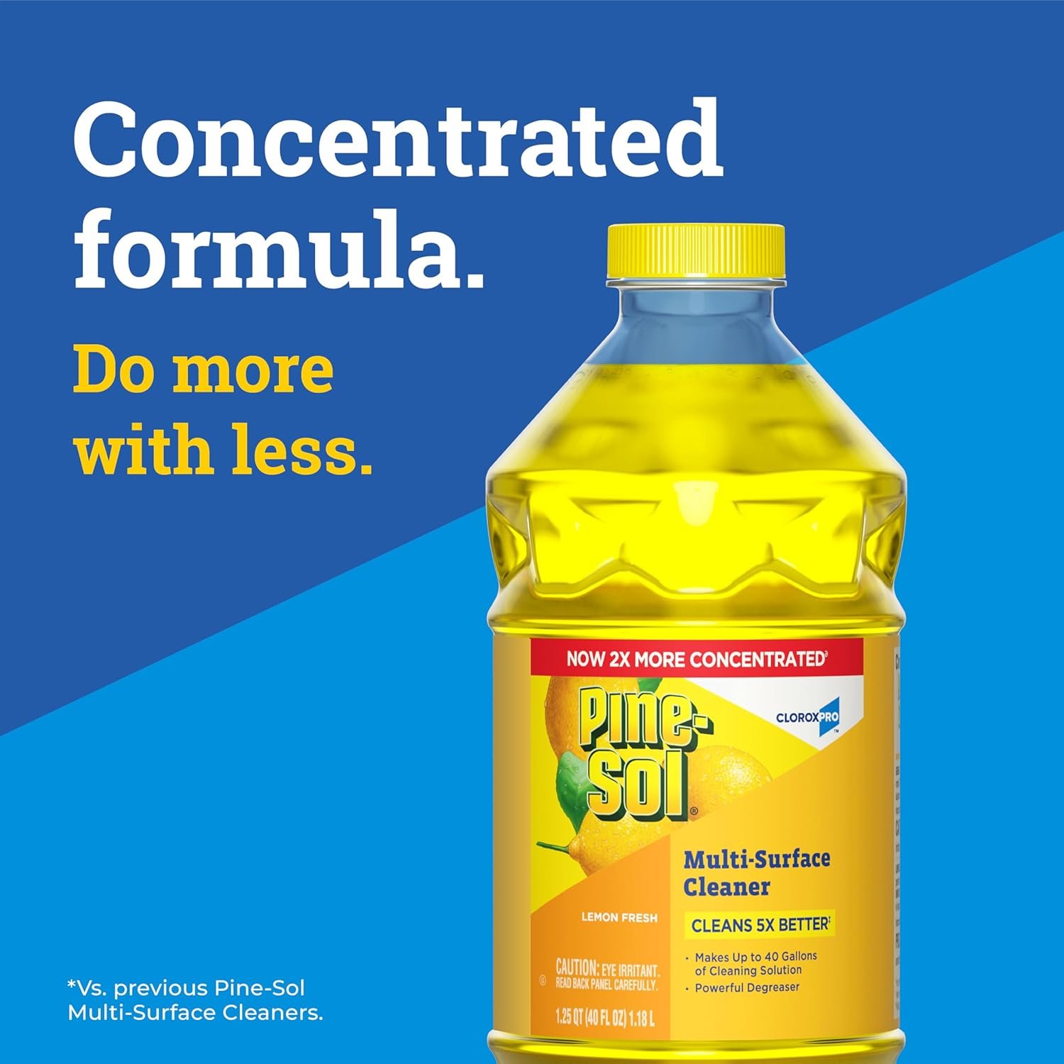 Pine Sol Multi-Surface Cleaner, CloroxPro, 2x Concentrated Formula, All-Purpose Cleaner, Lemon Fresh, 40 Fluid Ounces - Image 3