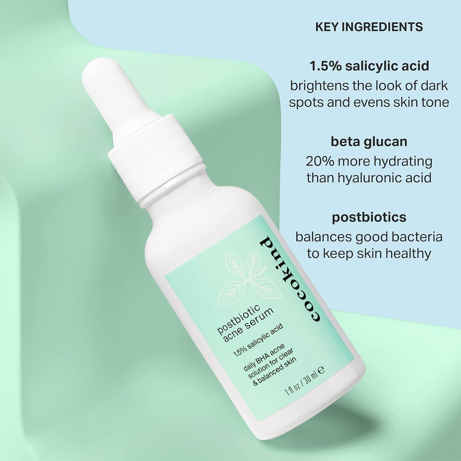 Cocokind Postbiotic Acne Serum, Salicylic Acid Serum and BHA Liquid Exfoliant - Exfoliating, Brightening and Hydrating Serum - Image 4