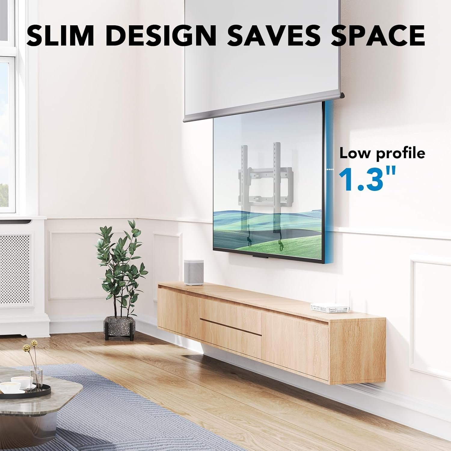 Pipishell UL Listed Tilt TV Wall Mount Bracket Low Profile for Most 23-55 Inch LED LCD OLED 4K Flat Curved TVs up to 99lbs Max VESA 400x400mm, 8° Tilting for Anti-Glaring, Fits 8-16 inch Wood Stud - Image 5