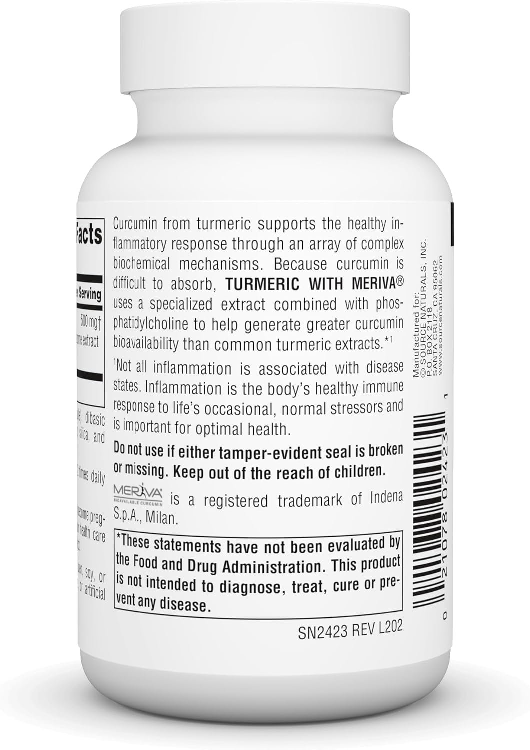 Source Naturals Turmeric with Meriva for Healthy Inflammatory Response* - 500mg, 60 Capsules - Image 4
