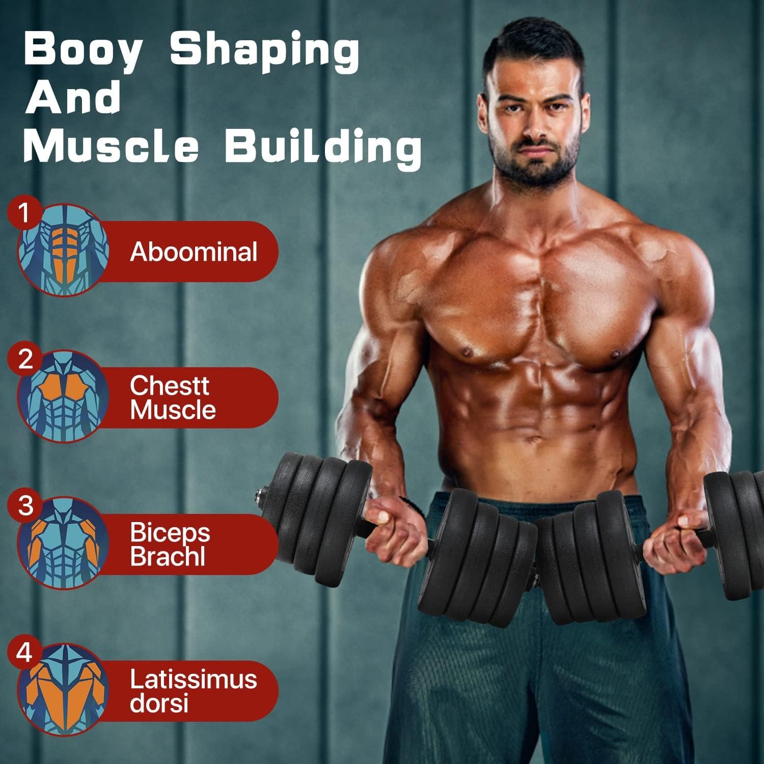 Adjustable Dumbbell Set 2 In 1 Dumbbells Adjustable Weight Barbell Non-Slip Dumbbells Weights Set Home Gym Strength Training Exercise Equipment for Beginners Home Gym Exercise Strength Training Fitness Workout(Pair) - Image 6