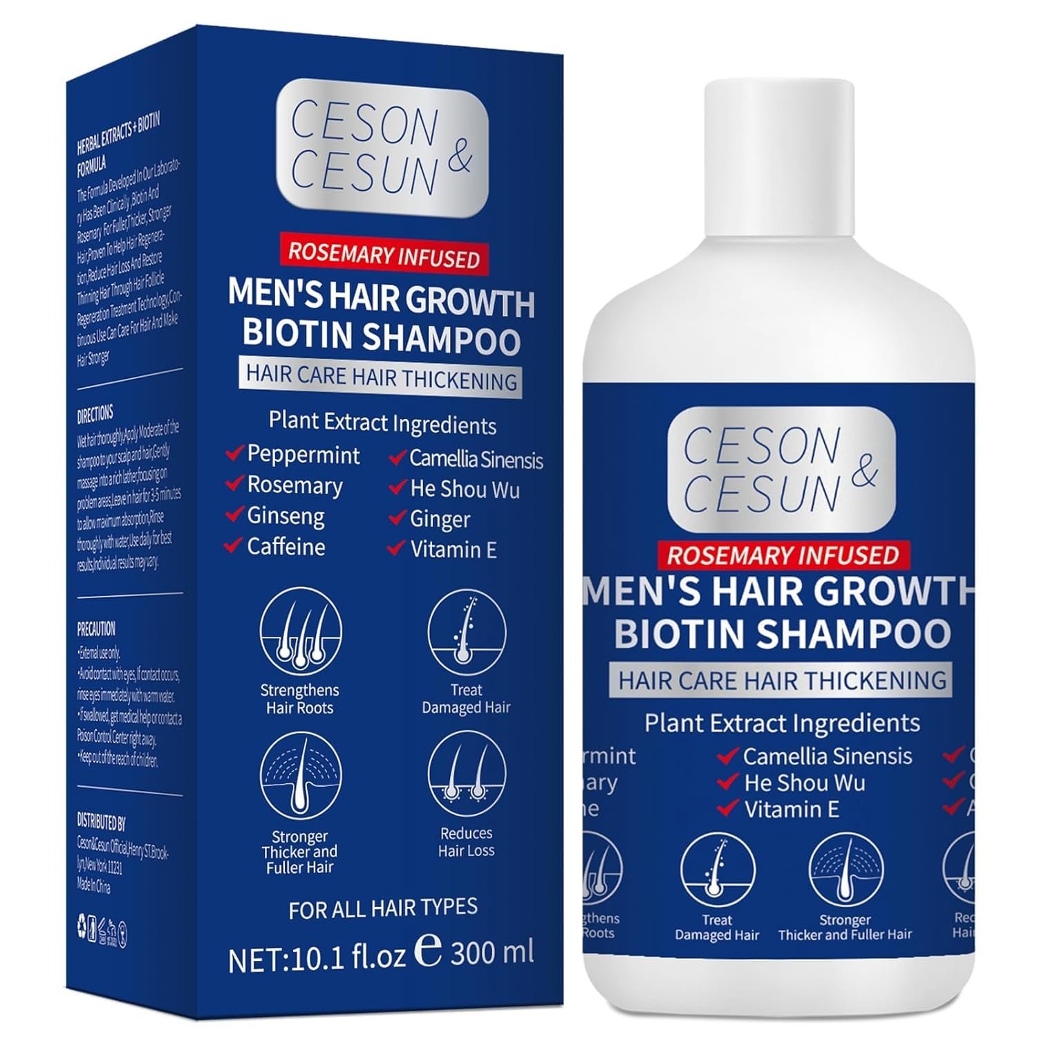 Ceson&Cesun Hair Growth Shampoo Organics Anti-Thinning Biotin Thickening Shampoo Infused with Rosemary, CLINICALLY TESTED Effective - Strengthening Hair Thickening Products for Men & Women 10.1 Oz - Image 11