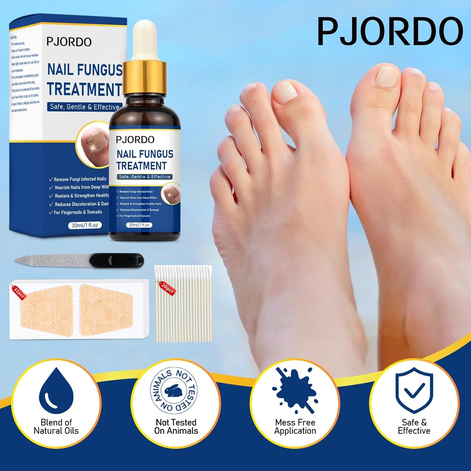 Toenail Repair Treatment Extra Strength with 32pcs Nail Repair Patches, Nail Repair Solution for Toenail & Fingernail, Nail Repair Treatment for Athletes Foot, Thick, Discolored, Damaged Nails - Image 8