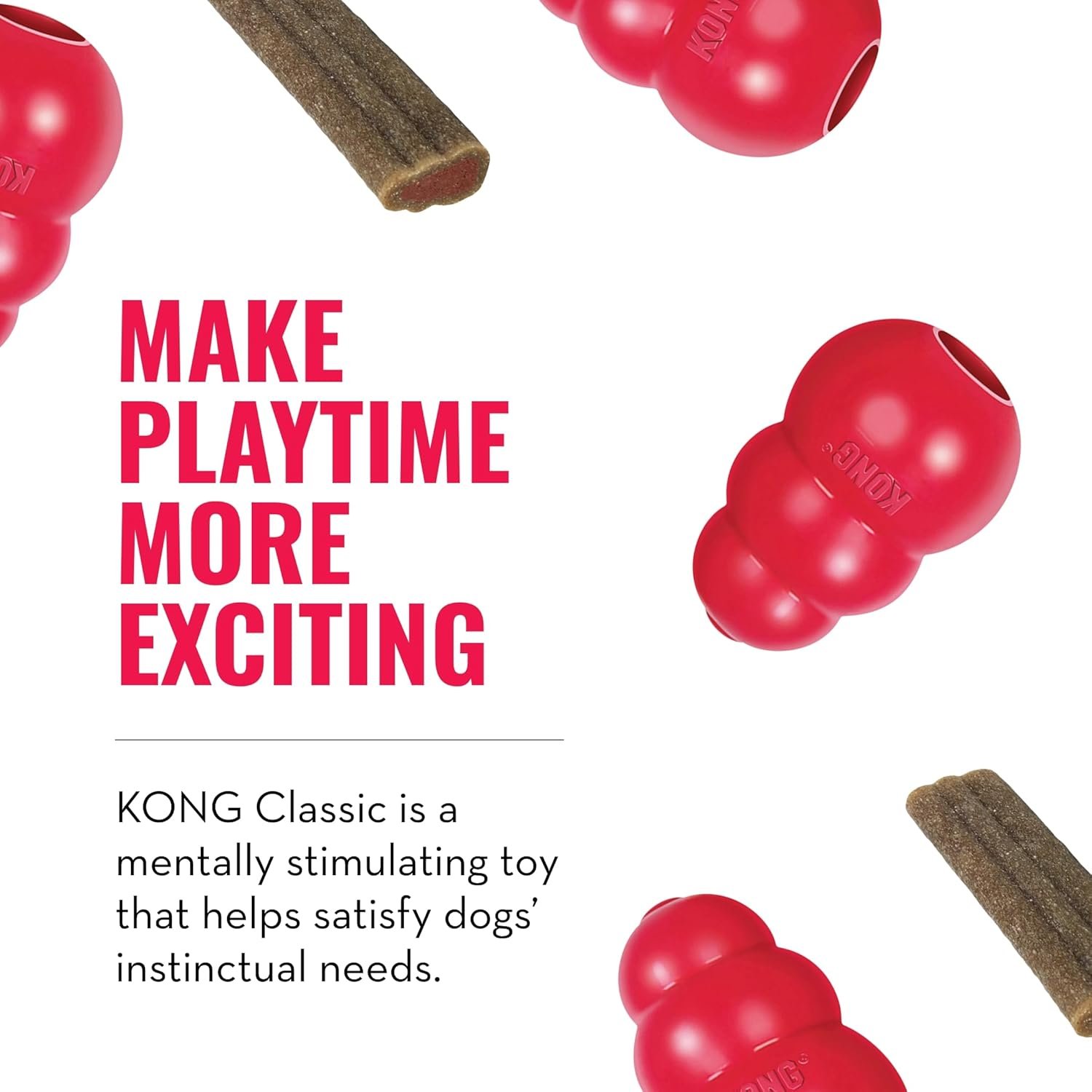 KONG Classic Toy & Ziggies Treats Combo Pack - Durable Chew Toy for Dogs - with Ziggies Chicken-Flavored Treats - Dog Accessories for Fun & Health - for Large Dogs - Image 3