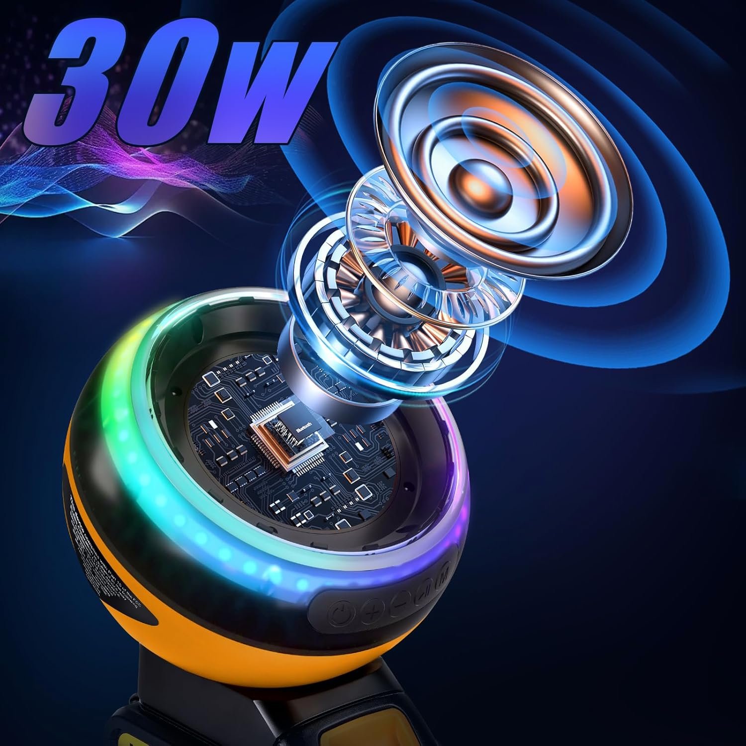 Bluetooth Speakers for Dewalt 20V Max Battery,Portable Speaker Wireless with HD Sound,BT5.3,TWS Pairing,Dynamic RGB Color,52 ft Range for Jobsites,Outdoor,Home Party,Camping - Image 3