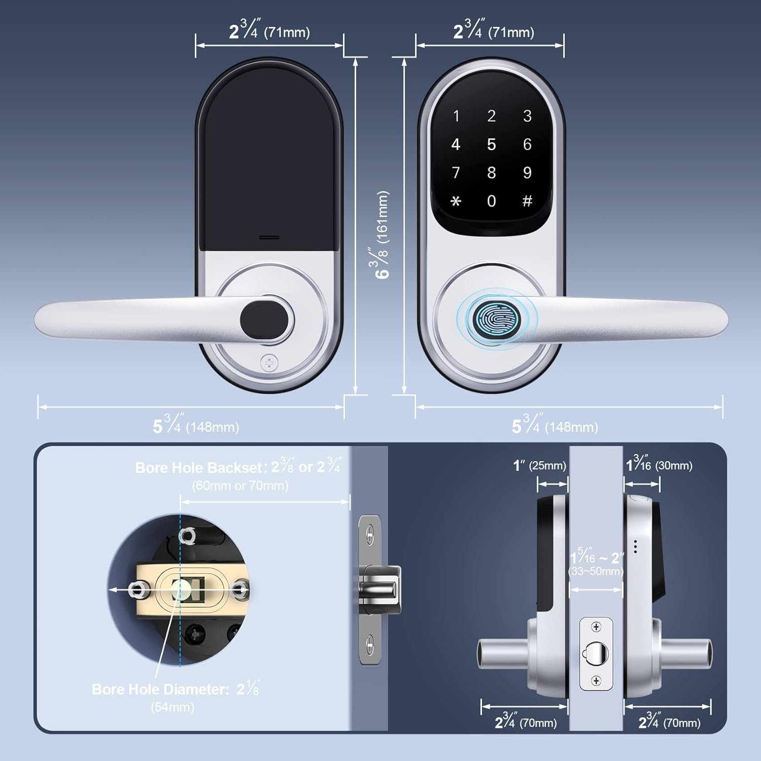 Dermum Smart Lock, Fingerprint Door Lock, Keyless Entry Door Lock, Keyless Door Lock, Smart Door Lock, Smart Lock with Handle, Keypad Door Lock, Door Lock with Keypad, Digital Door Lock (Smart Lock) - Image 8