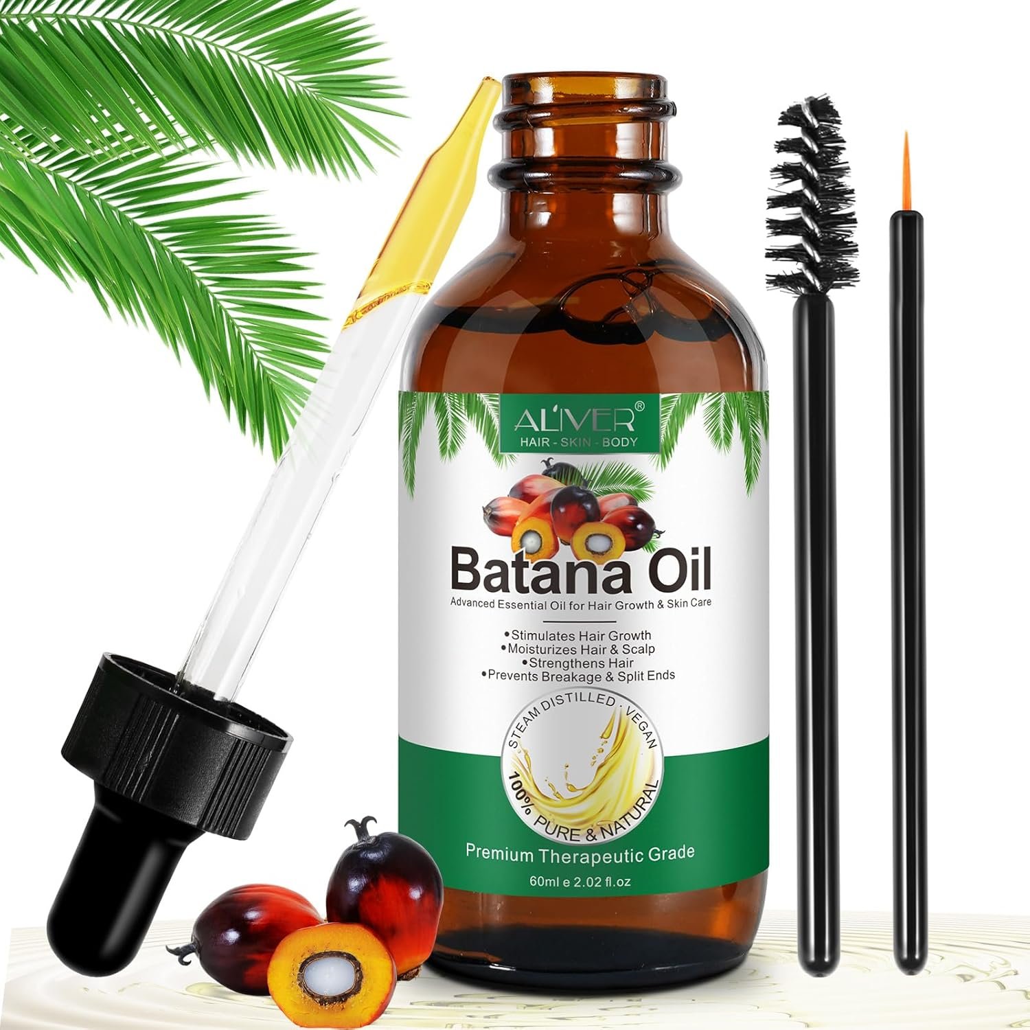 Batana Oil for Hair Growth, Pure Organic Natural and Cold Pressed Hair Oil for Hydrating & Repairing Dry, Damaged Hair Skin Care, Face, Body - Image 2