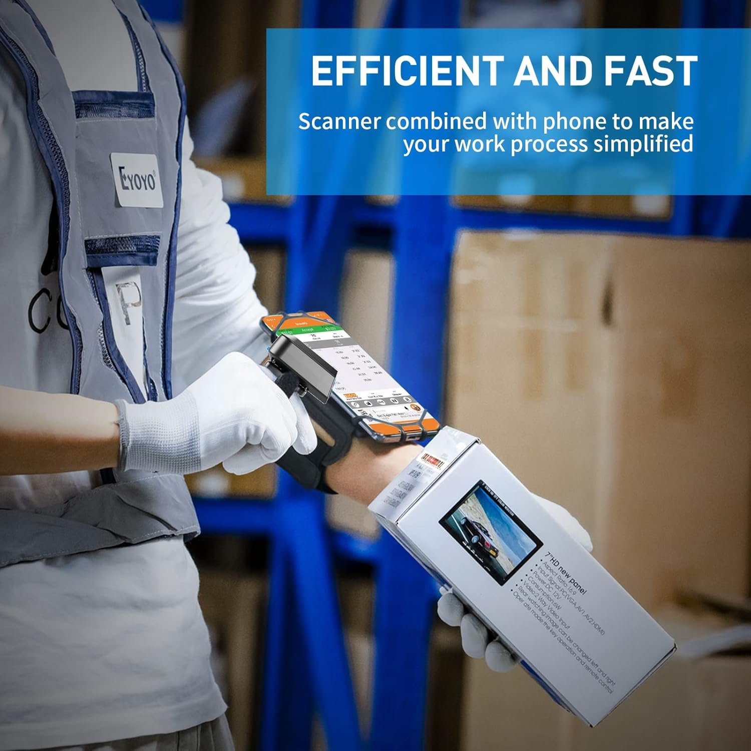 Eyoyo Bluetooth Ring Barcode Scanner, Compatible with Tablet iPhone Android iOS Computer, Right or Left Handed, Wearable 1D 2D QR Finger Hands-Free List Barcode Reader - Image 4