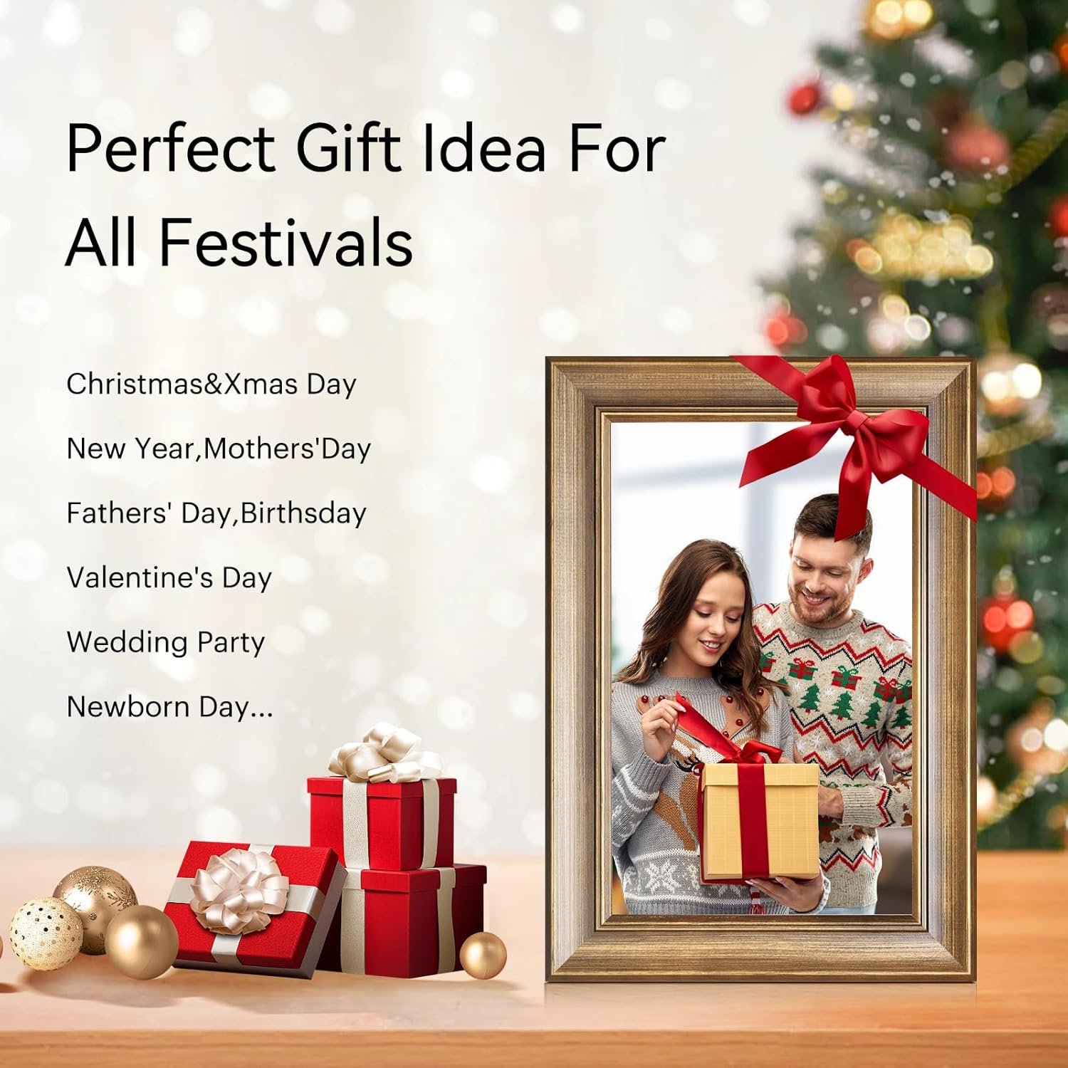 10.1-Inch Digital Picture Frame, Wood Finish Smart Digital Photo Frame WiFi, 1280x800 IPS HD Touchscreen, 16GB Storage – Effortlessly Share Photos and Videos from Anywhere - Image 7