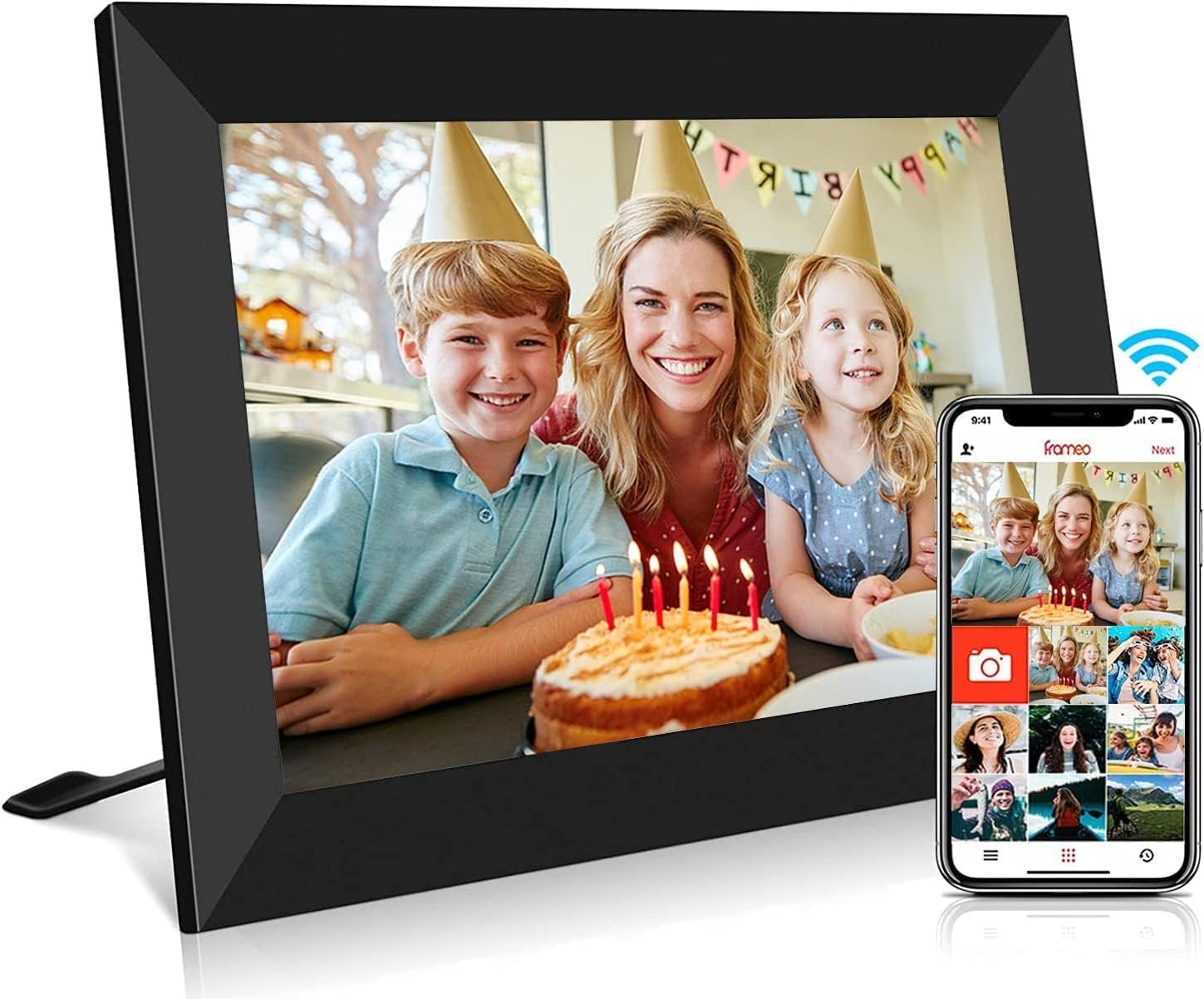 YENOCK FRAMEO Digital Photo Frame WiFi 10.1 Inch HD IPS LCD Touch Screen, 16GB Memory, Auto-Rotate, Wall-Mountable, Easy Setup to Share Photos & Videos via Free App from Anywhere - Image 2