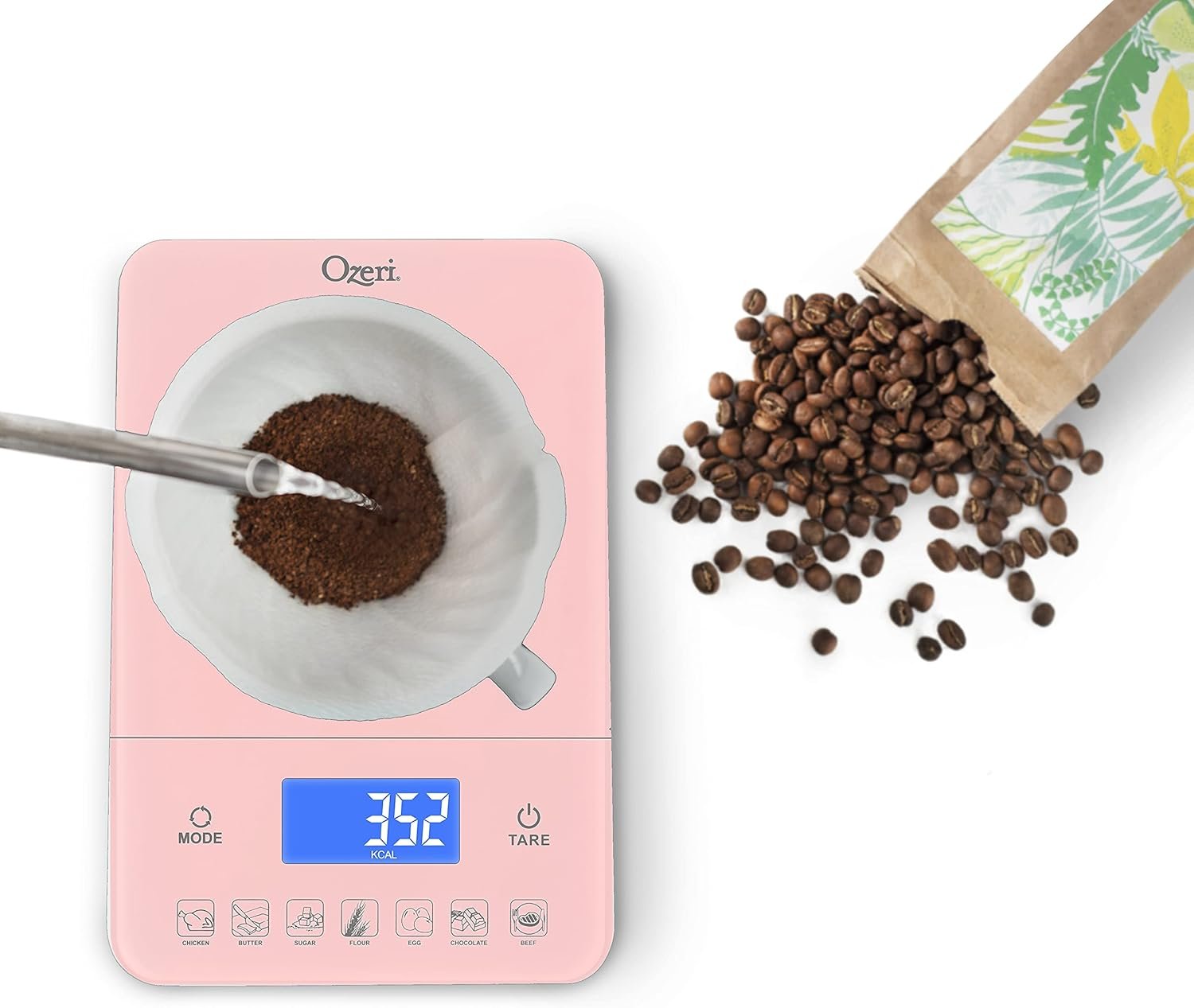 Ozeri Touch III Digital Kitchen Scale with Calorie Counter, 22 lbs (10 kg), Crystal Rose - Image 10