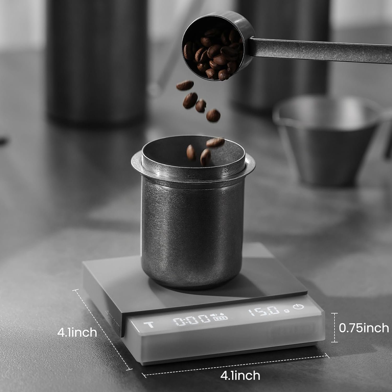 MHW-3BOMBER Mini Coffee Scale with Auto Timing,Electronic Espresso Scale,Type-C Rechargeable Coffee Weight Scale,Tare Function,g/oz,LED Display,Digital Scale for Coffee/Kitchen,White ES6034W-OS - Image 3