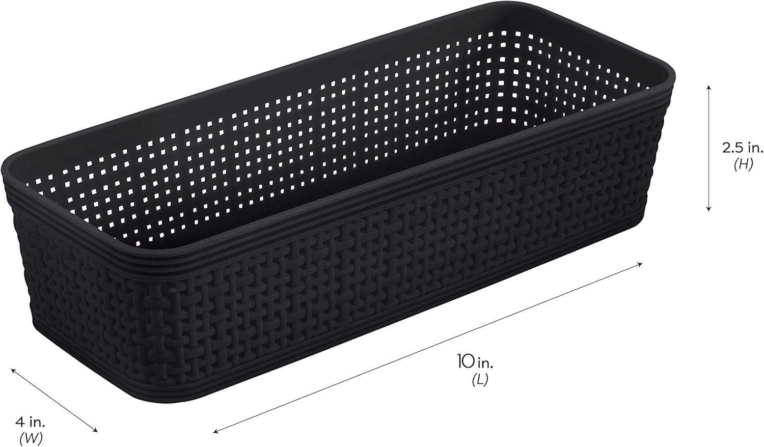 Simplify 10 Piece Organizing Set | Multiple Size Bins | Multipurpose | Office | Desk | Dorm | Bathroom | Storage Basket | Small Items | Accessories | Black - Image 8