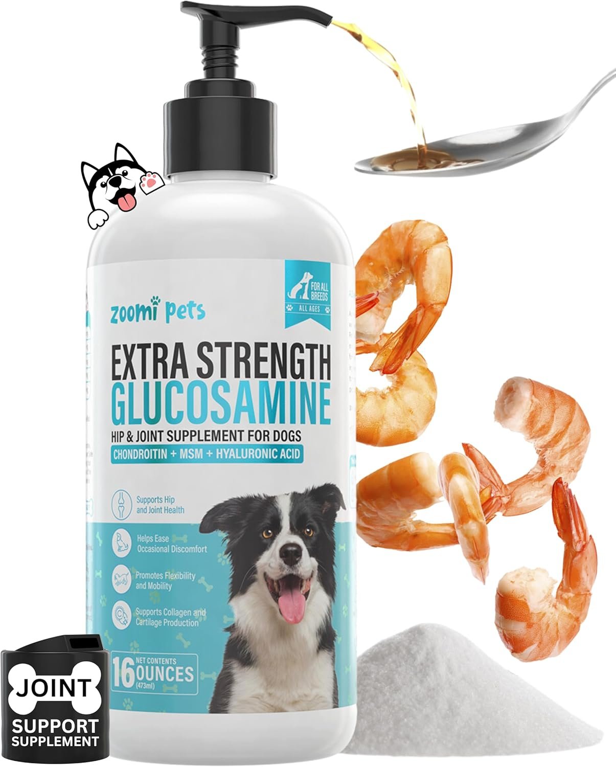 Liquid Glucosamine for Dogs (16oz) - Hip and Joint Supplement with Hyaluronic Acid, MSM, Manganese & Glucosamine Chondroitin for Dogs - Dog Joint Supplement Large Breed, Medium & Small Dogs - Image 2
