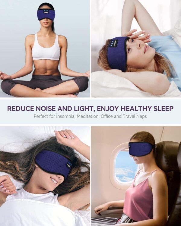 MUSICOZY Sleep Headphones Bluetooth 5.2 Headband Breathable Sleeping Headphones, Wireless Music Eye Mask Earbuds Earphones for Side Sleepers Men Women Air Travel Cool Tech Gadget Gifts - Image 8