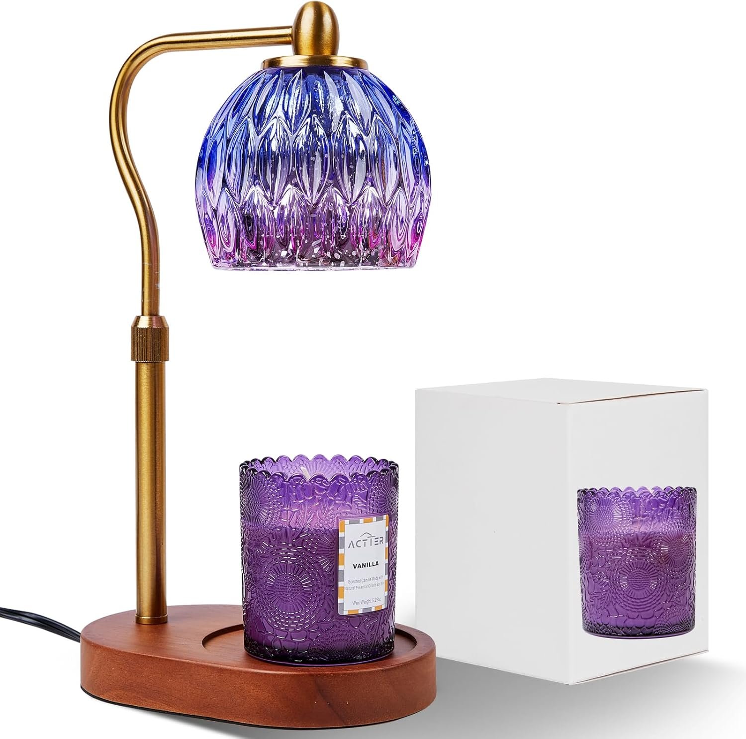 Candle Warmer Lamp with Complimentary Scented Candle Jar, Height Adjustable with Timer & Dimmer, Compatible with Different Sizes of Aroma Candles, Room Decor and House Warming Gifts (Purple) - Image 2