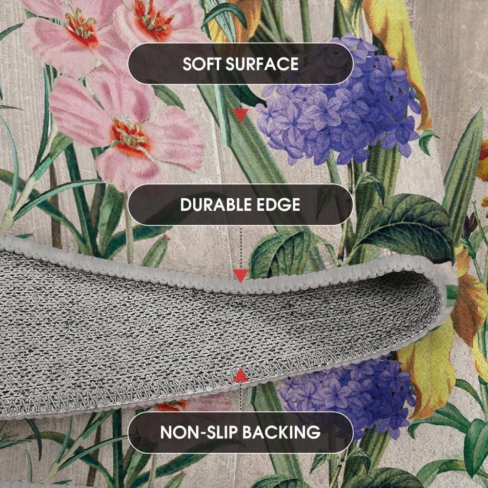 Artoid Mode Wood Flowers Butterfly Spring Area Rug, Summer Home Decor Low-Profile Washable Area Rugs for Entryway Bedroom Living Room Laundry Room Indoor 5x7 Feet - Image 6