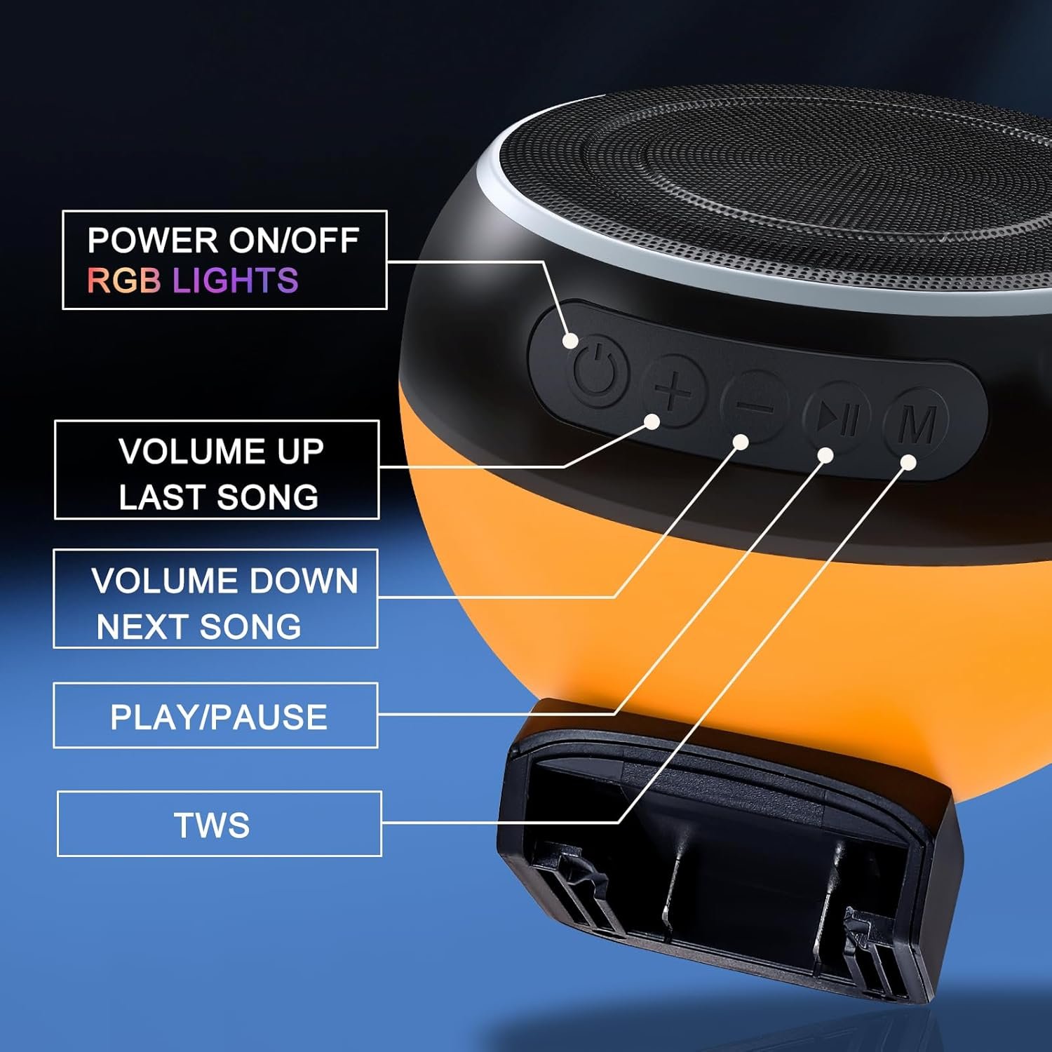 Bluetooth Speakers for Dewalt 20V Max Battery,Portable Speaker Wireless with HD Sound,BT5.3,TWS Pairing,Dynamic RGB Color,52 ft Range for Jobsites,Outdoor,Home Party,Camping - Image 5