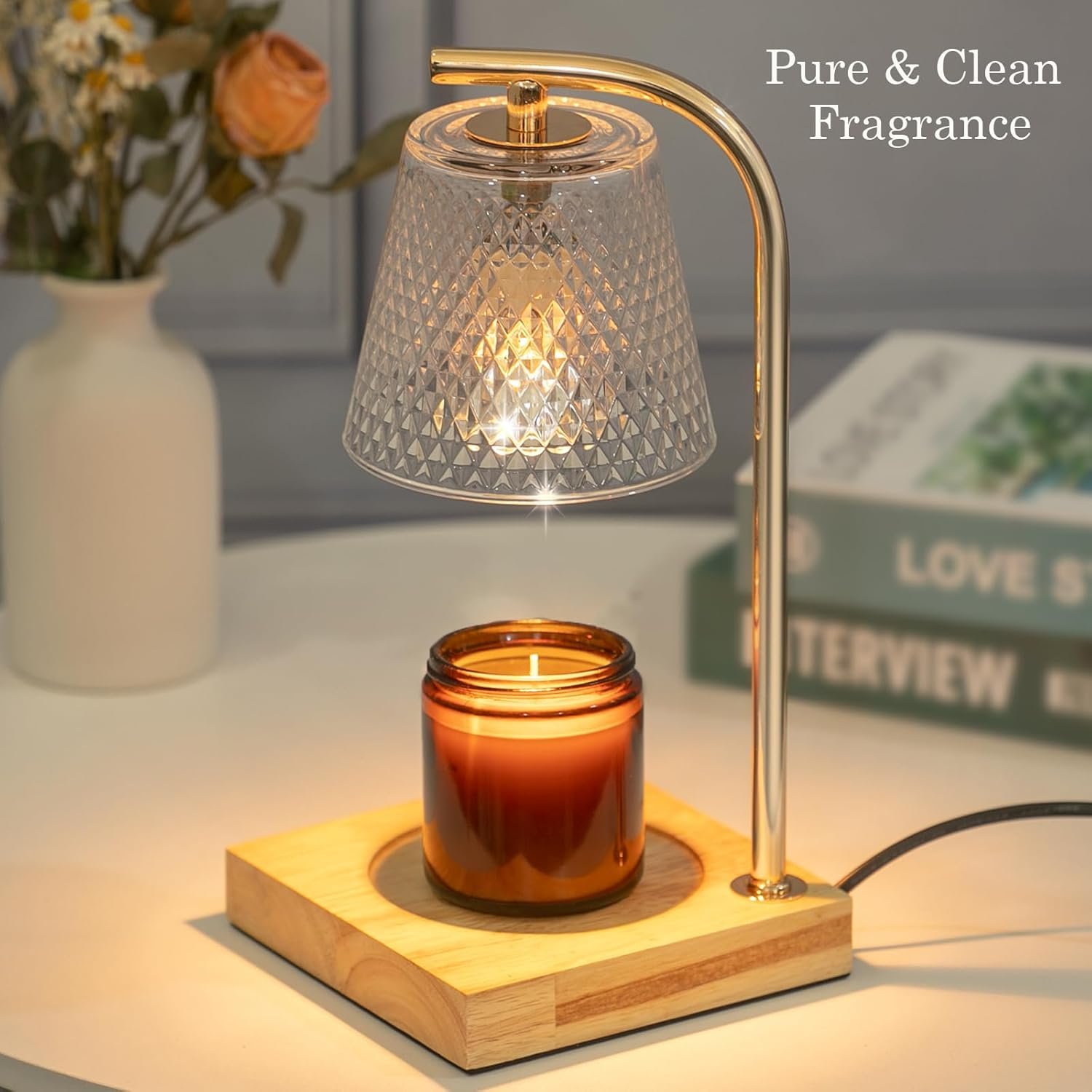 Mocalido Candle Warmer Lamp with Timer, Dimmable Electric Candle Warmers, Christmas Birthday Gifts for Women Mom, Candle Top Melting, Glass Candle Heater Lamp for Scented Jar Candle, Clear - Image 3