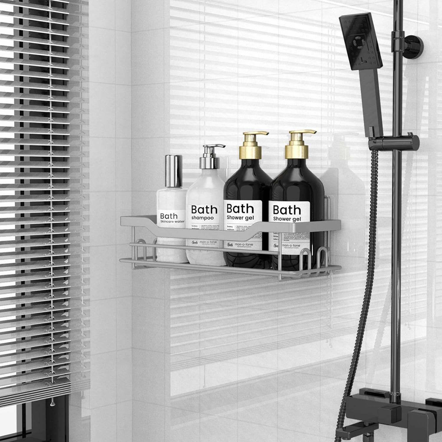 Shower Caddy Shelves Organizer Rack, Single Pack Shower Caddy, Shower Shelves for Inside Shower, No Drilling Wall Mounted Self Adhesive Shower Shelves, Paint Nickel - Image 3