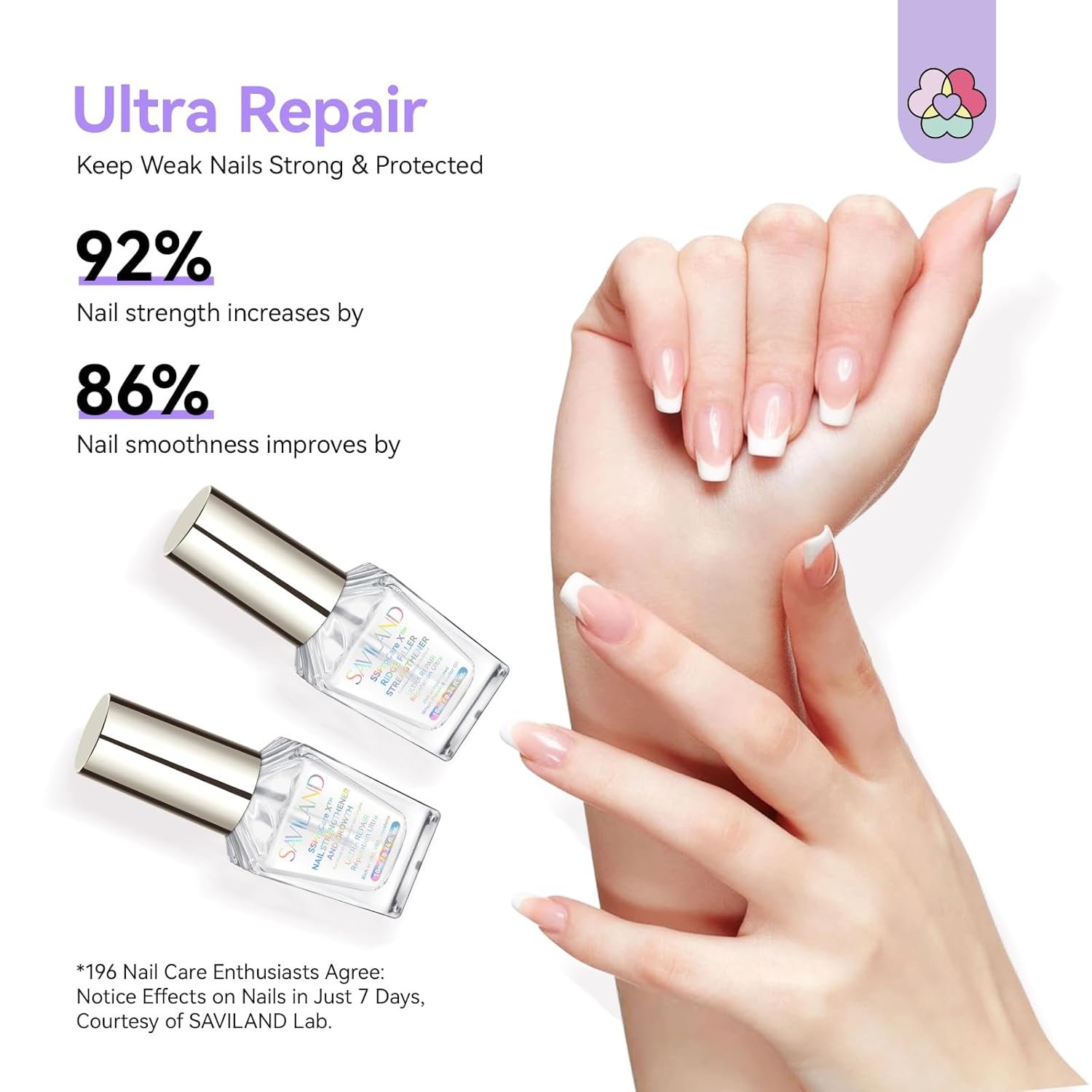 SAVILAND 3-in-1 Nail Strengthener Kit: Ultra Repair Nail Growth and Strengthener with Vitamin E Castor Oil Nail Strengthener for Damaged Nails Care Kit for Repairing Nourishing Weak Brittle Nail Home - Image 7