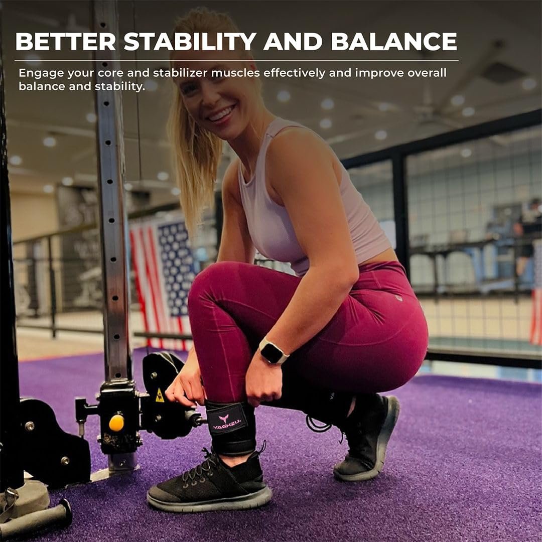 Ankle Straps for Cable Machines Women - Adjustable Gym Ankle Strap for Cable Machine, Neoprene Padded Cable Straps, Durable Leg Strap with Cable Cuff, Glute Kickback Ankle Strap with D Rings - Image 7